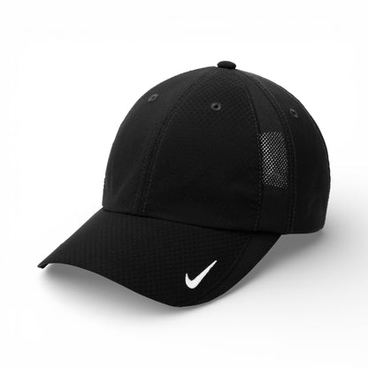 Left side view of Nike NKFD9709 custom hat in black