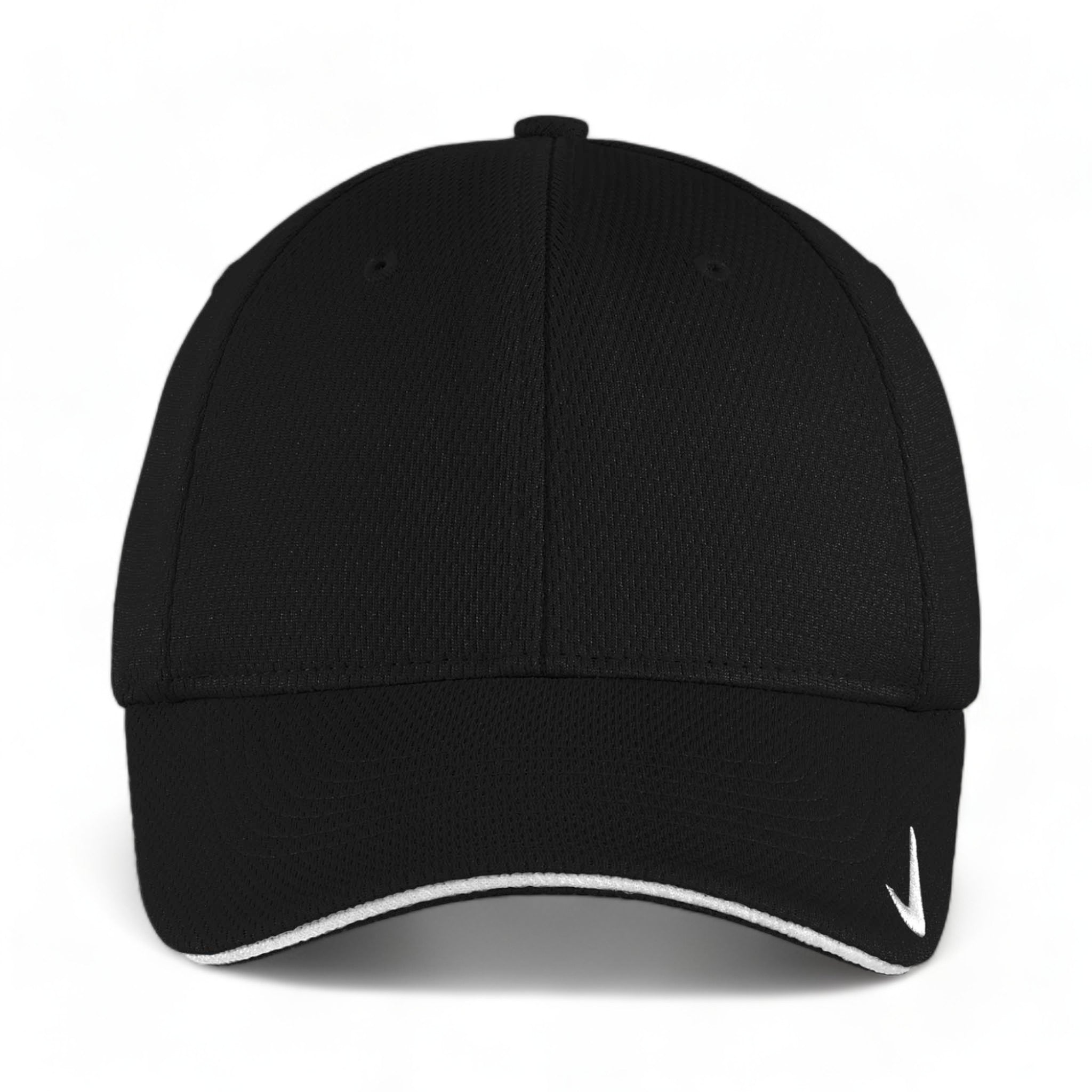 Front view of Nike NKFD9718 custom hat in black and white