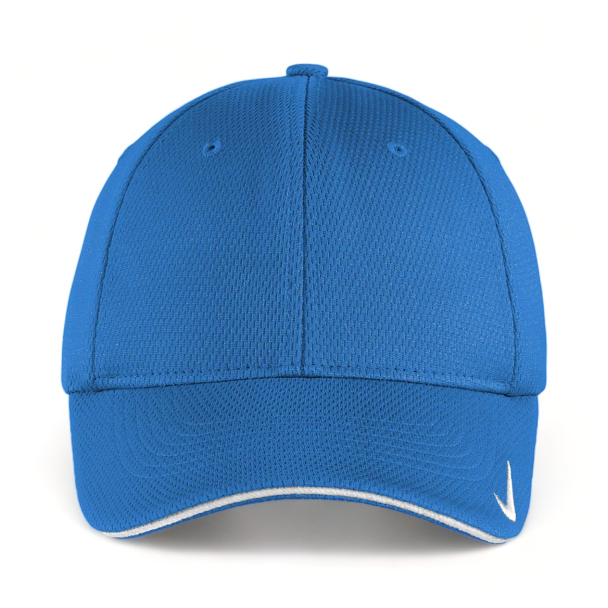 Front view of Nike NKFD9718 custom hat in game royal and white