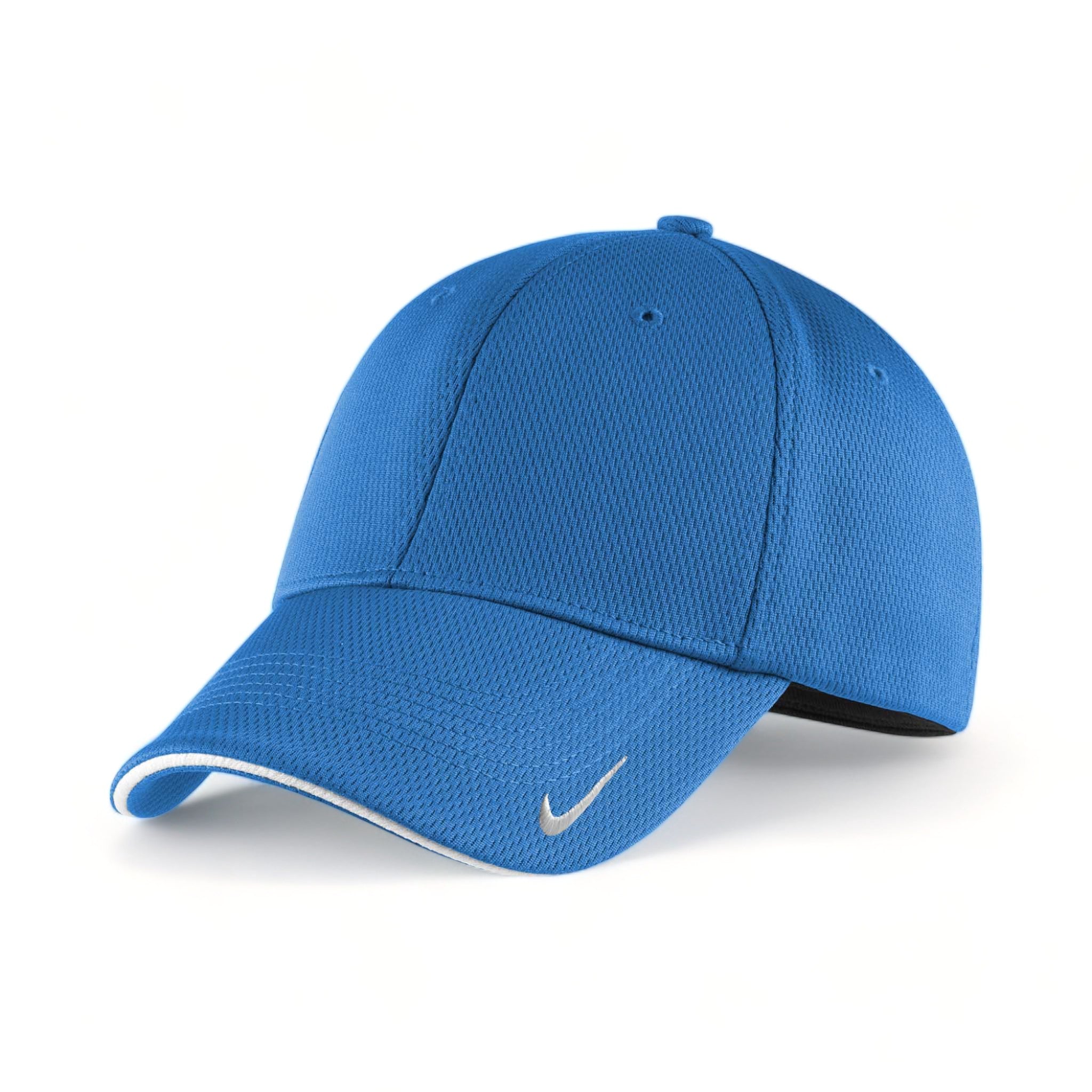 Side view of Nike NKFD9718 custom hat in game royal and white