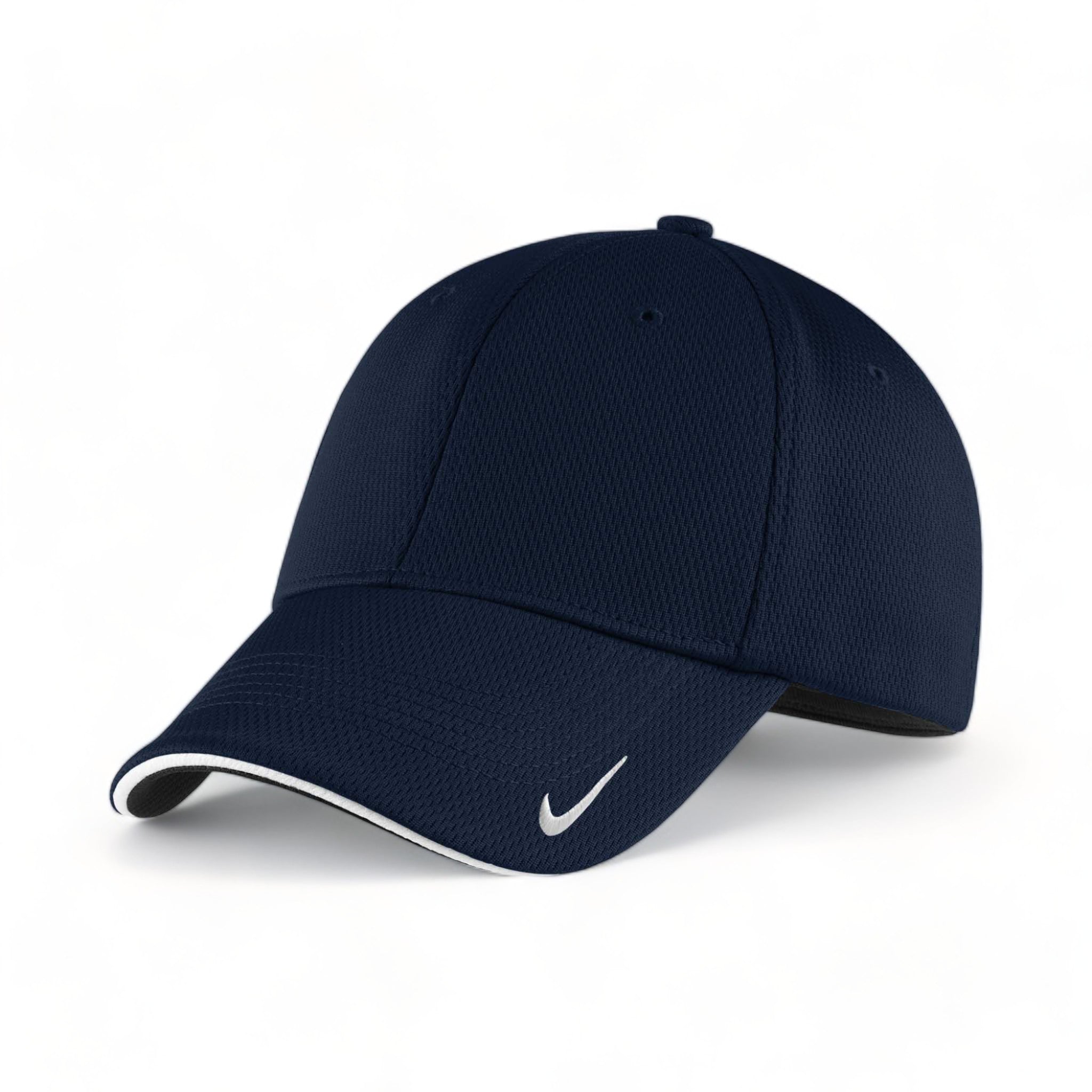 Side view of Nike NKFD9718 custom hat in navy and white