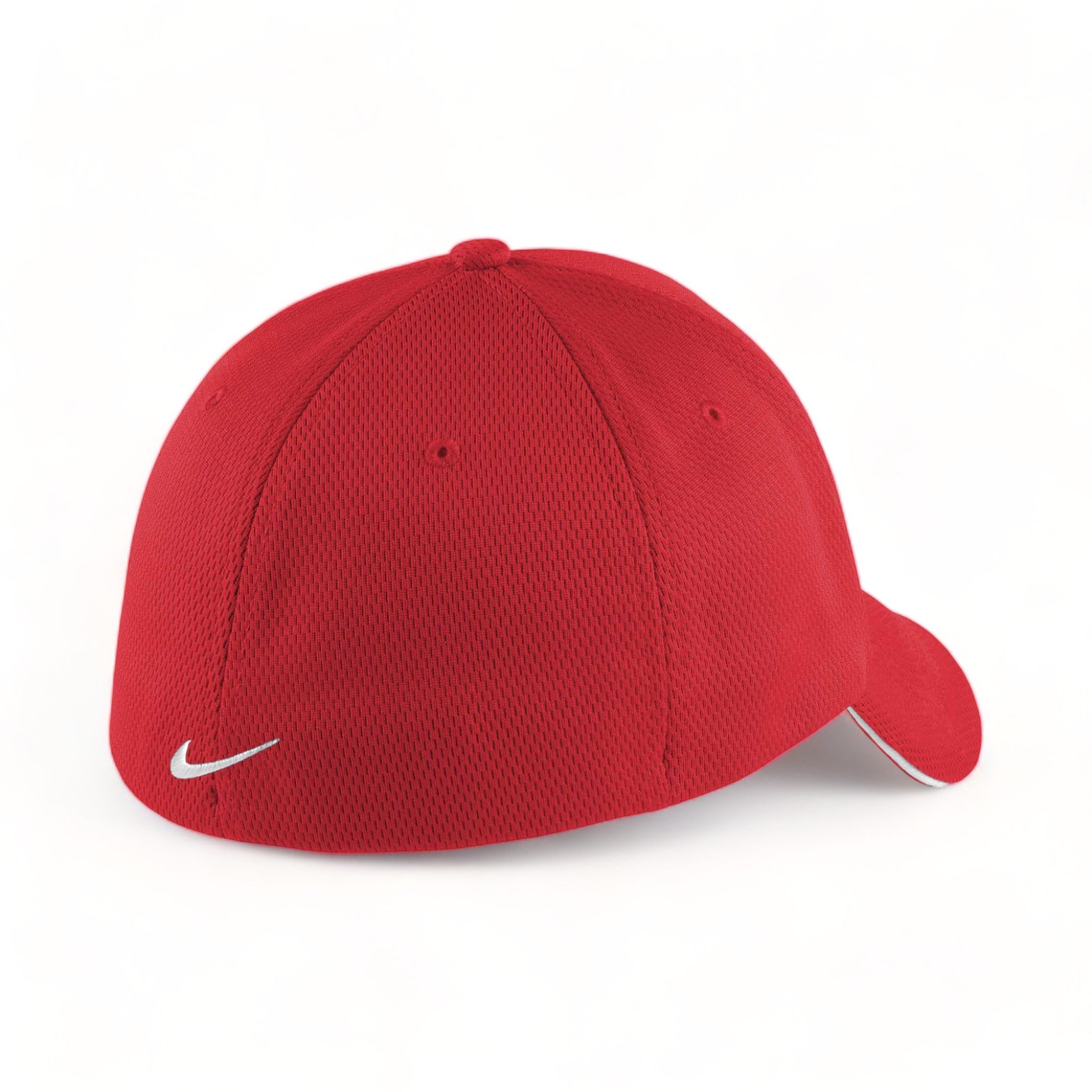 Back view of Nike NKFD9718 custom hat in university red and white