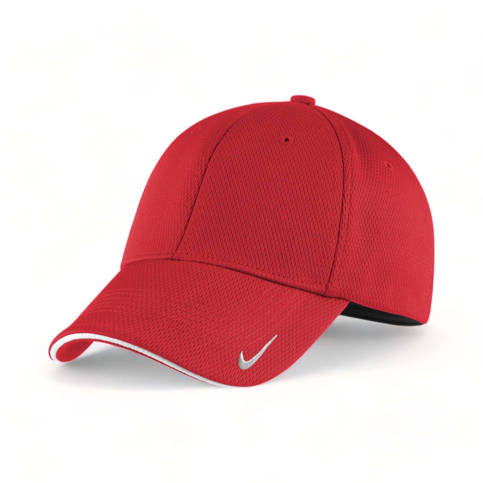 Side view of Nike NKFD9718 custom hat in university red and white