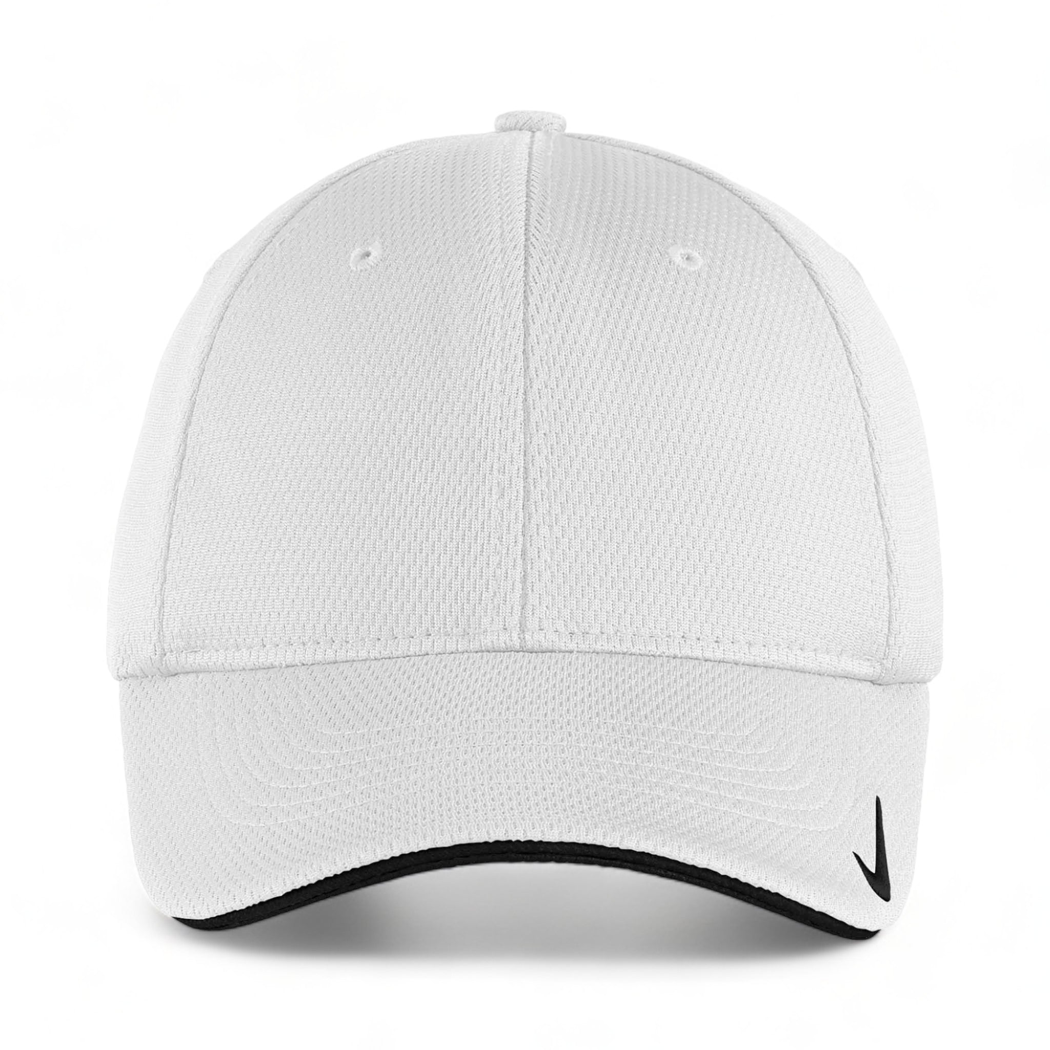 Front view of Nike NKFD9718 custom hat in white and black