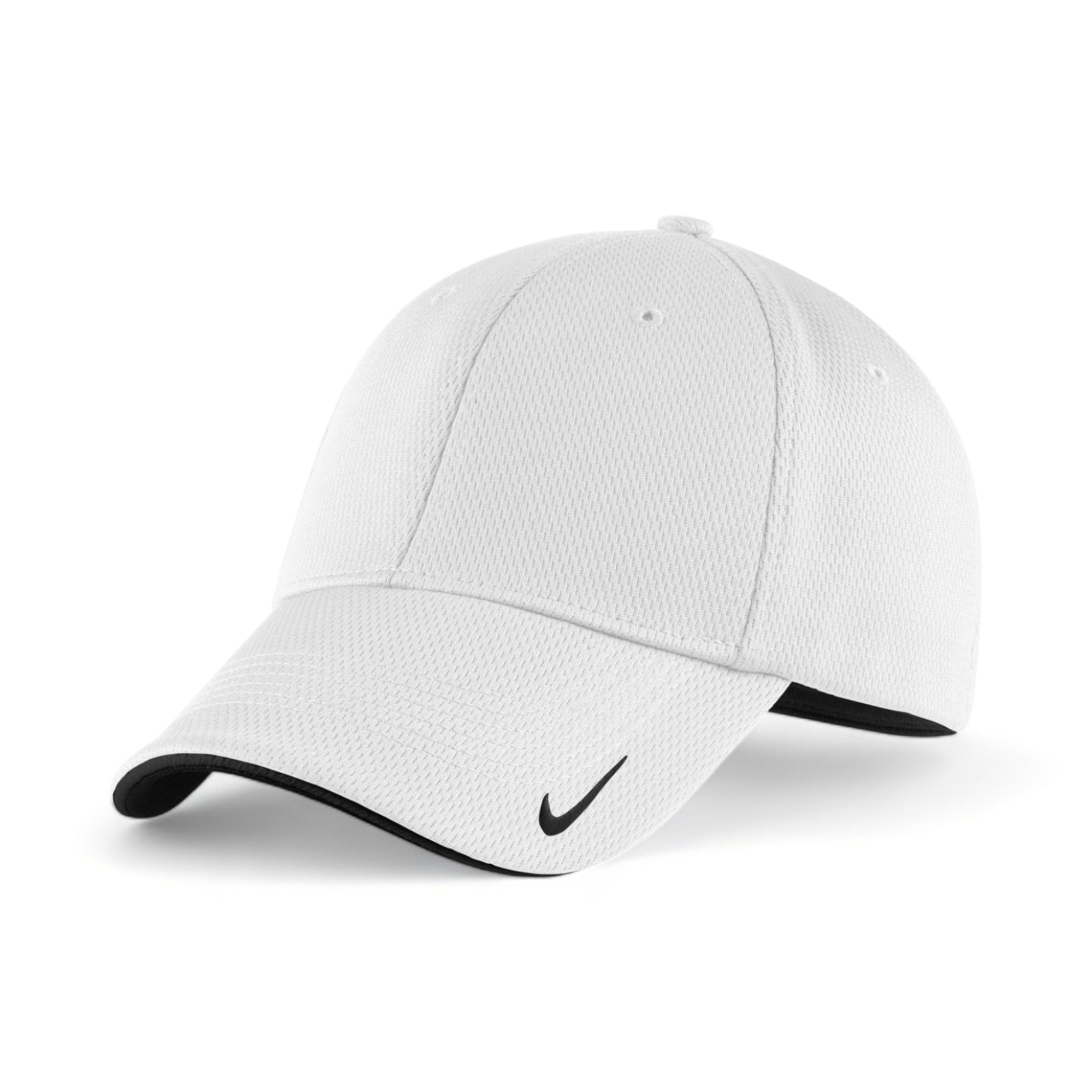 Side view of Nike NKFD9718 custom hat in white and black
