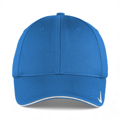 Front view of Nike NKFD9718 custom hat in game royal and white