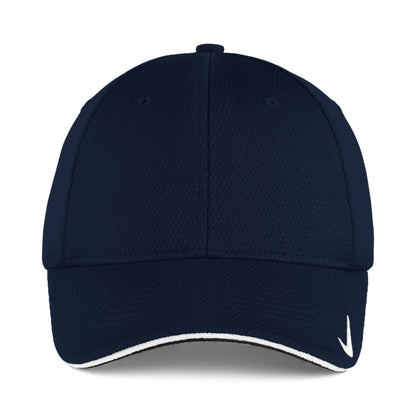 Front view of Nike NKFD9718 custom hat in navy and white