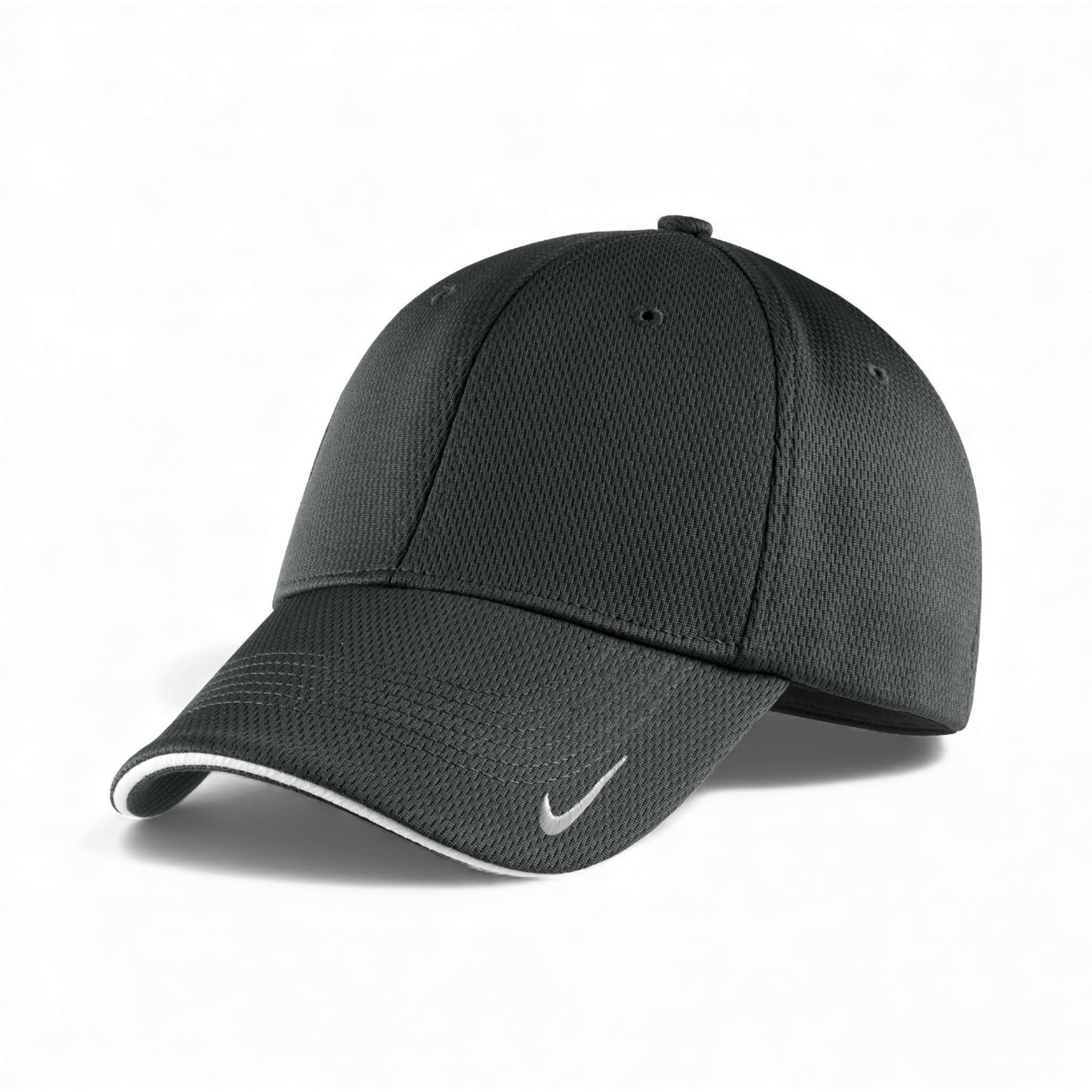 Left side view of Nike NKFD9718 custom hat in anthracite and white