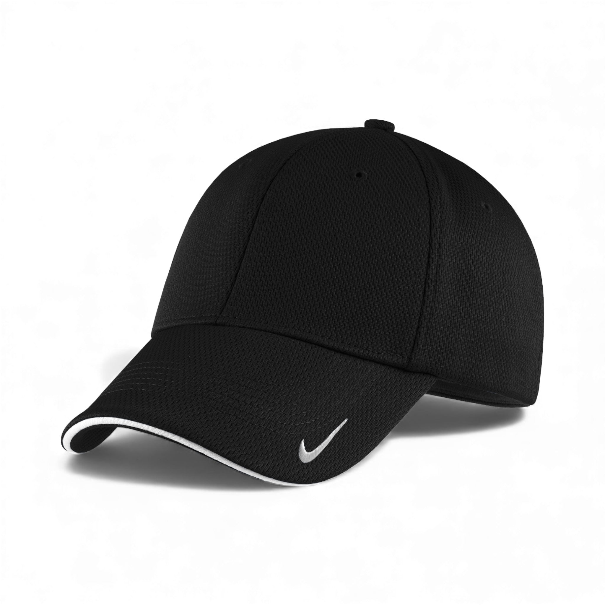 Left side view of Nike NKFD9718 custom hat in black and white