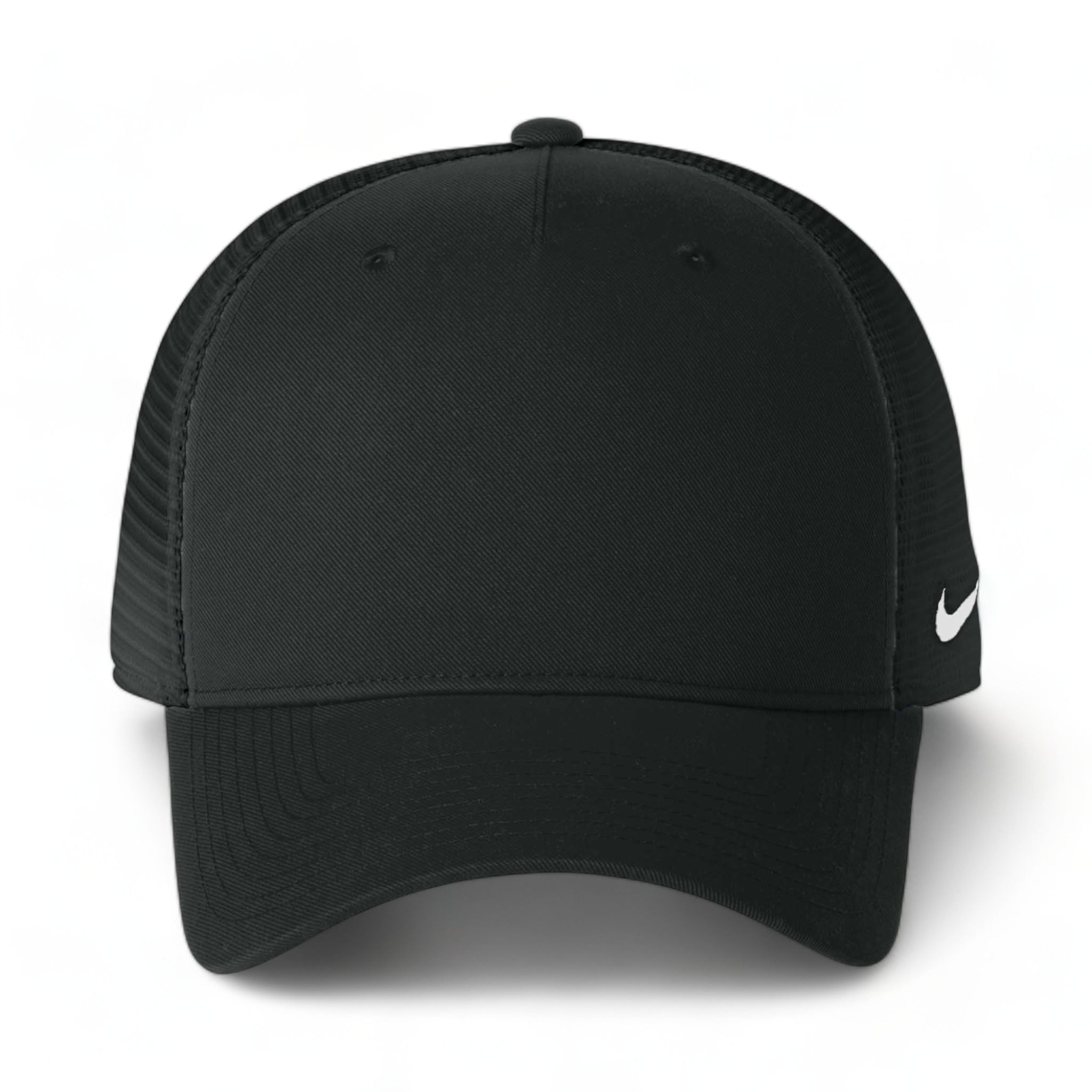 Front view of Nike NKFN9893 custom hat in black and black