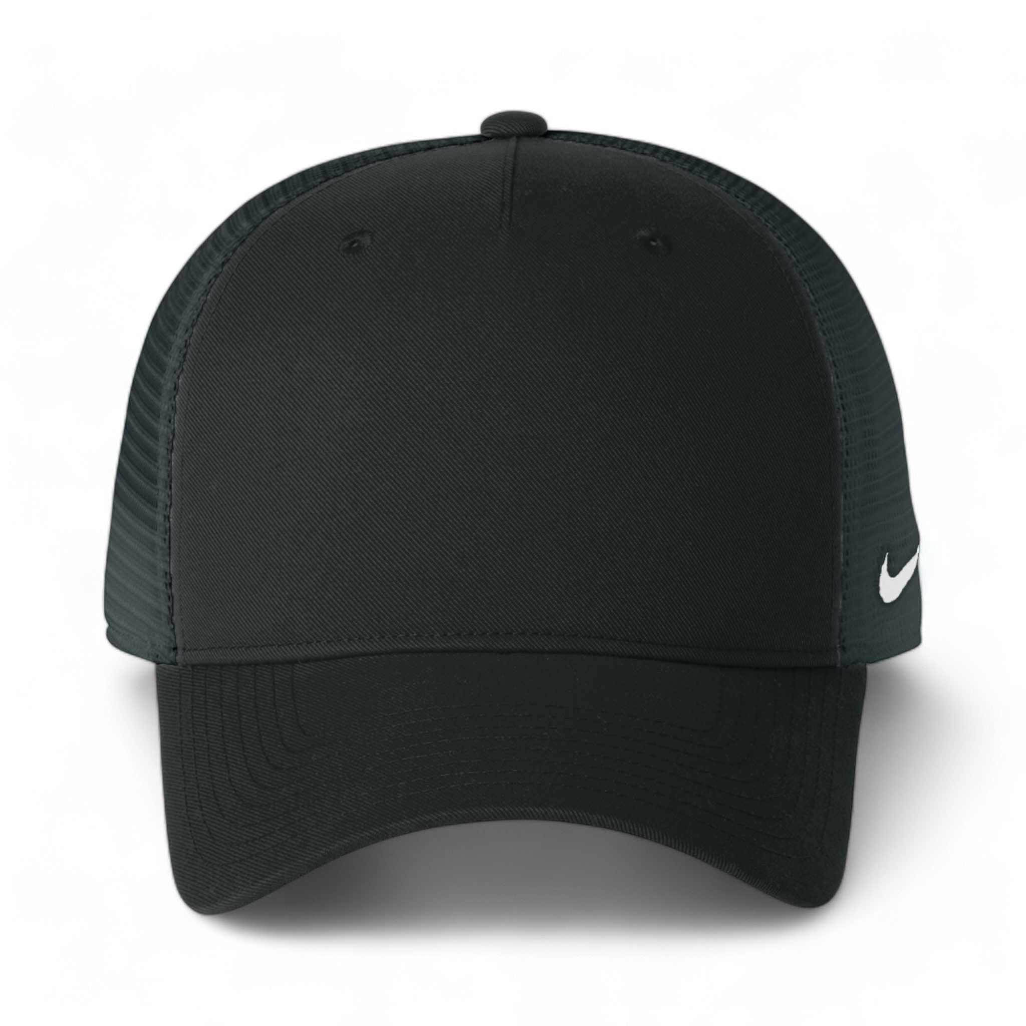 Front view of Nike NKFN9893 custom hat in black and dark grey