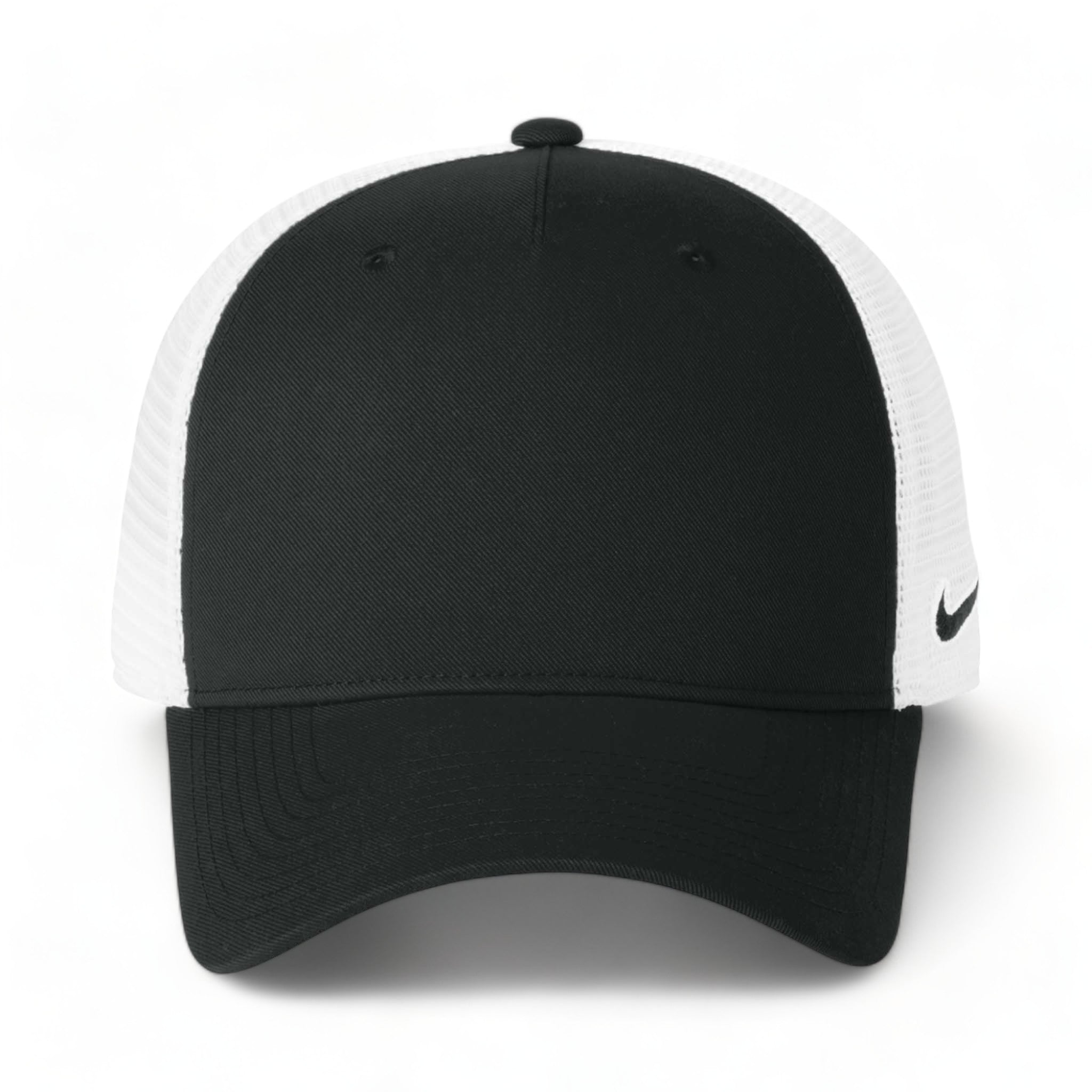 Front view of Nike NKFN9893 custom hat in black and white