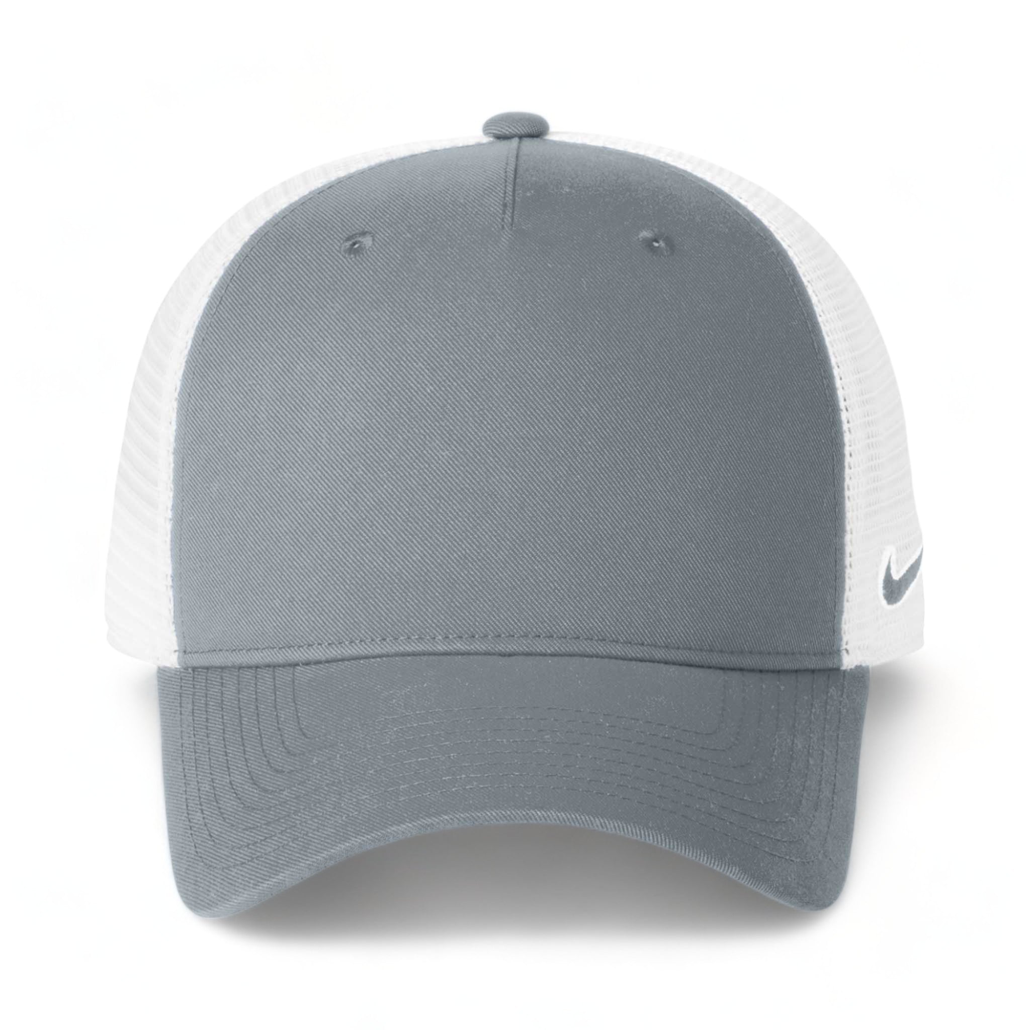 Front view of Nike NKFN9893 custom hat in cool grey and white