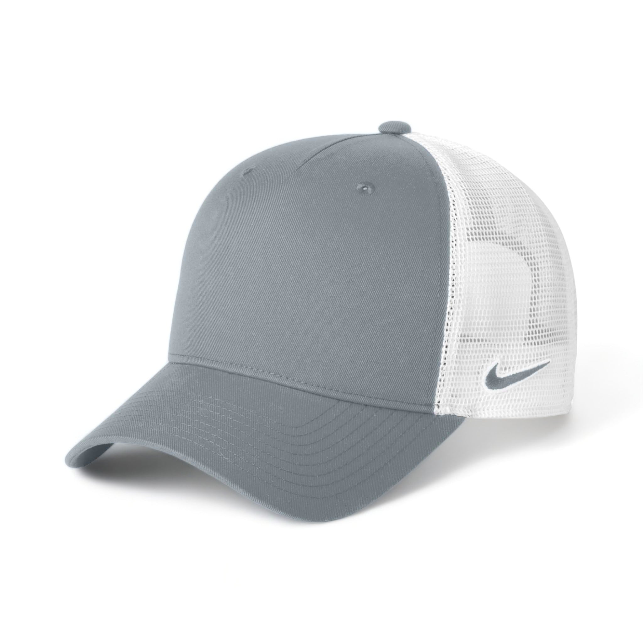Side view of Nike NKFN9893 custom hat in cool grey and white