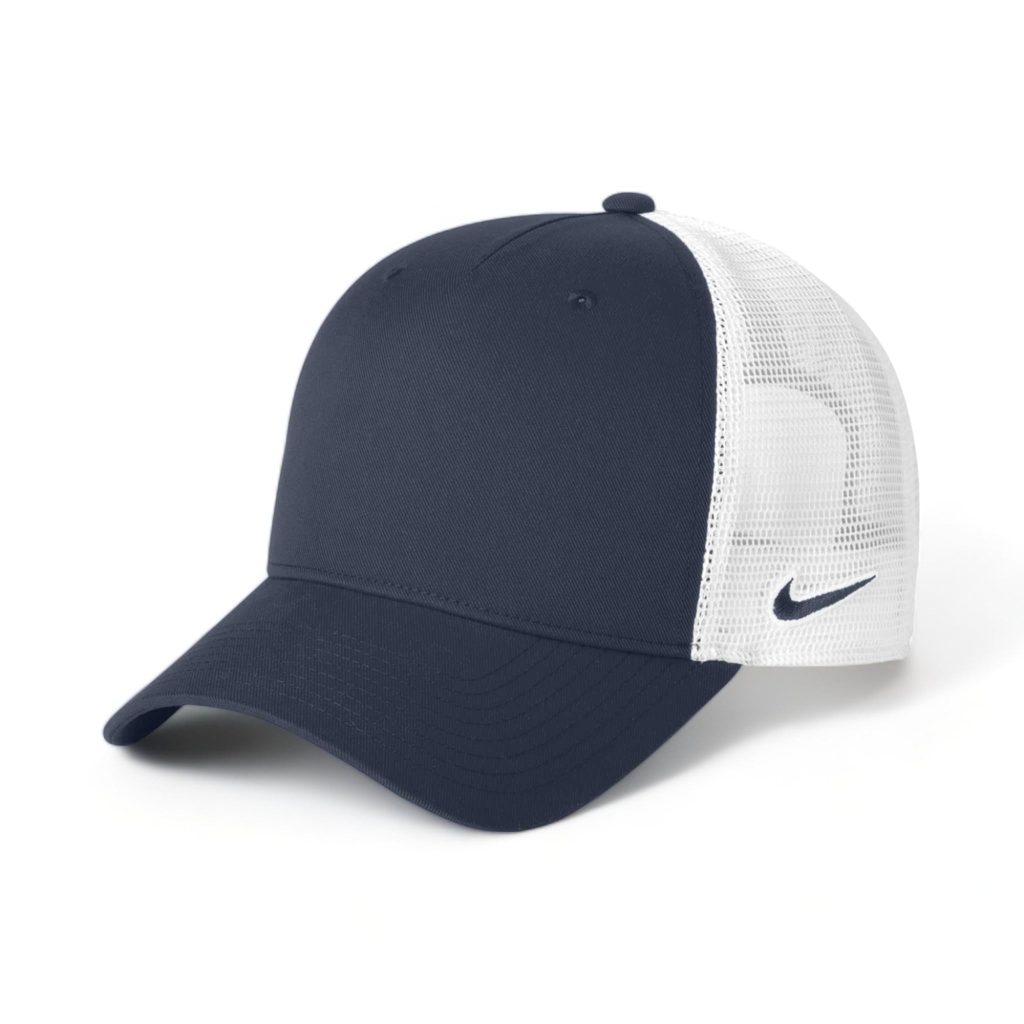 Side view of Nike NKFN9893 custom hat in navy and white
