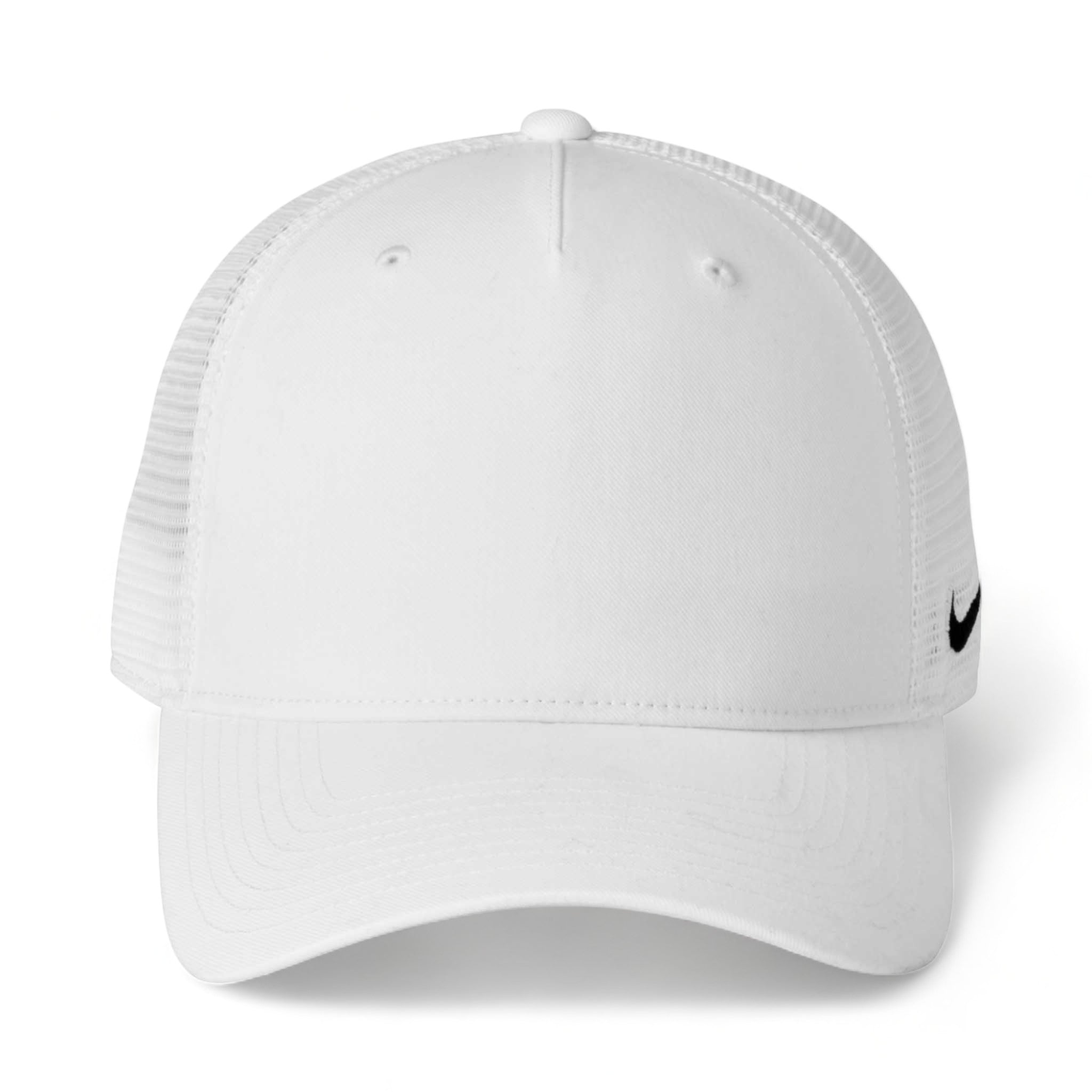 Front view of Nike NKFN9893 custom hat in white and white
