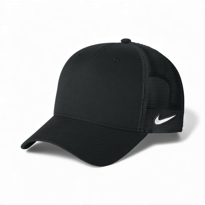 Left side view of Nike NKFN9893 custom hat in black and black