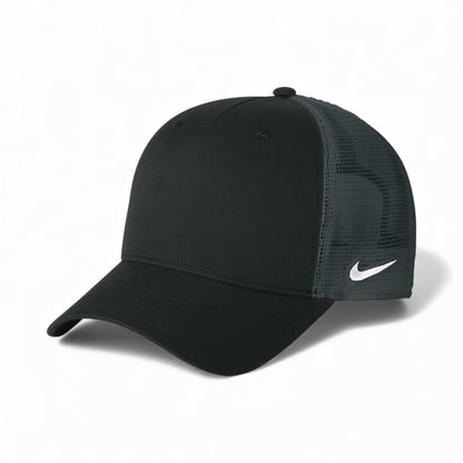 Left side view of Nike NKFN9893 custom hat in black and dark grey