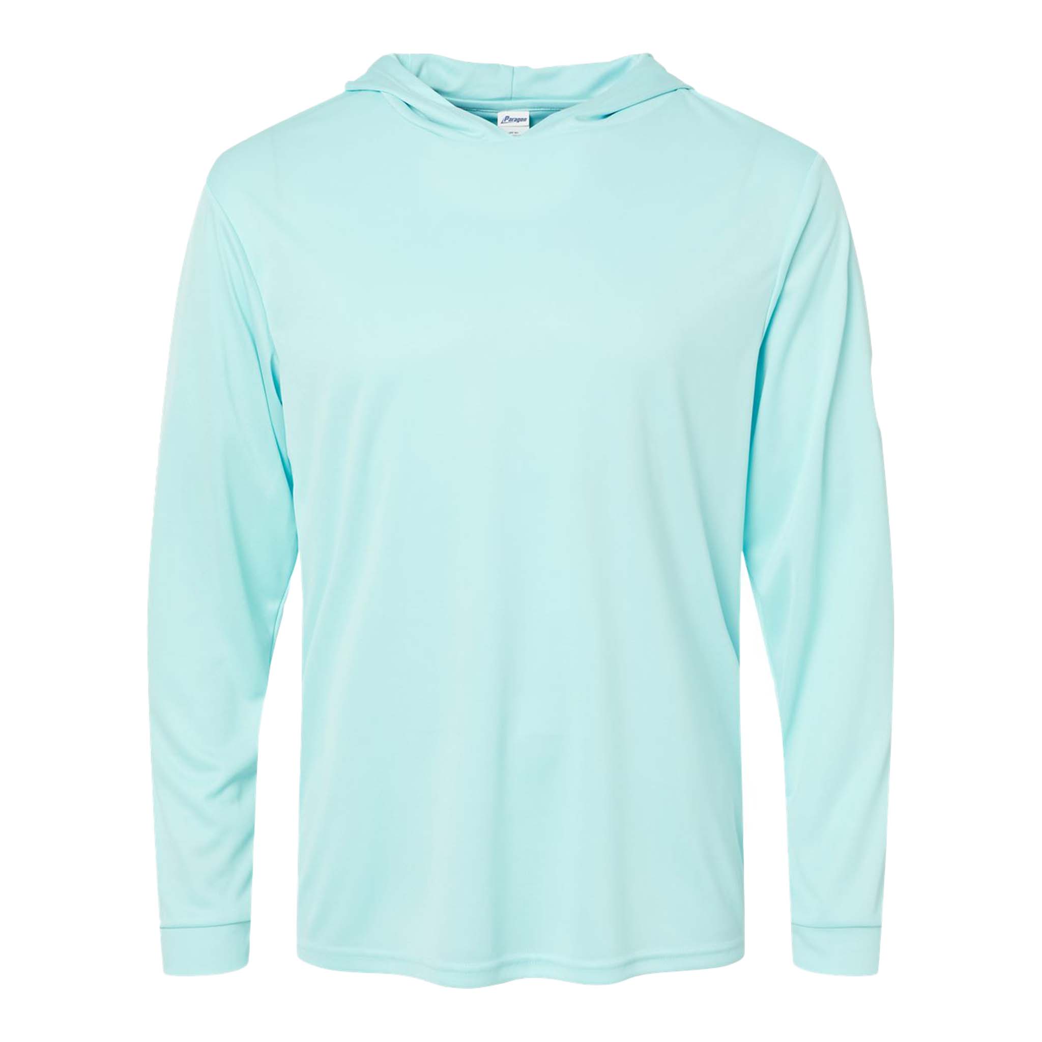 Paragon 220 custom long sleeve t-shirt in aqua blue, front view