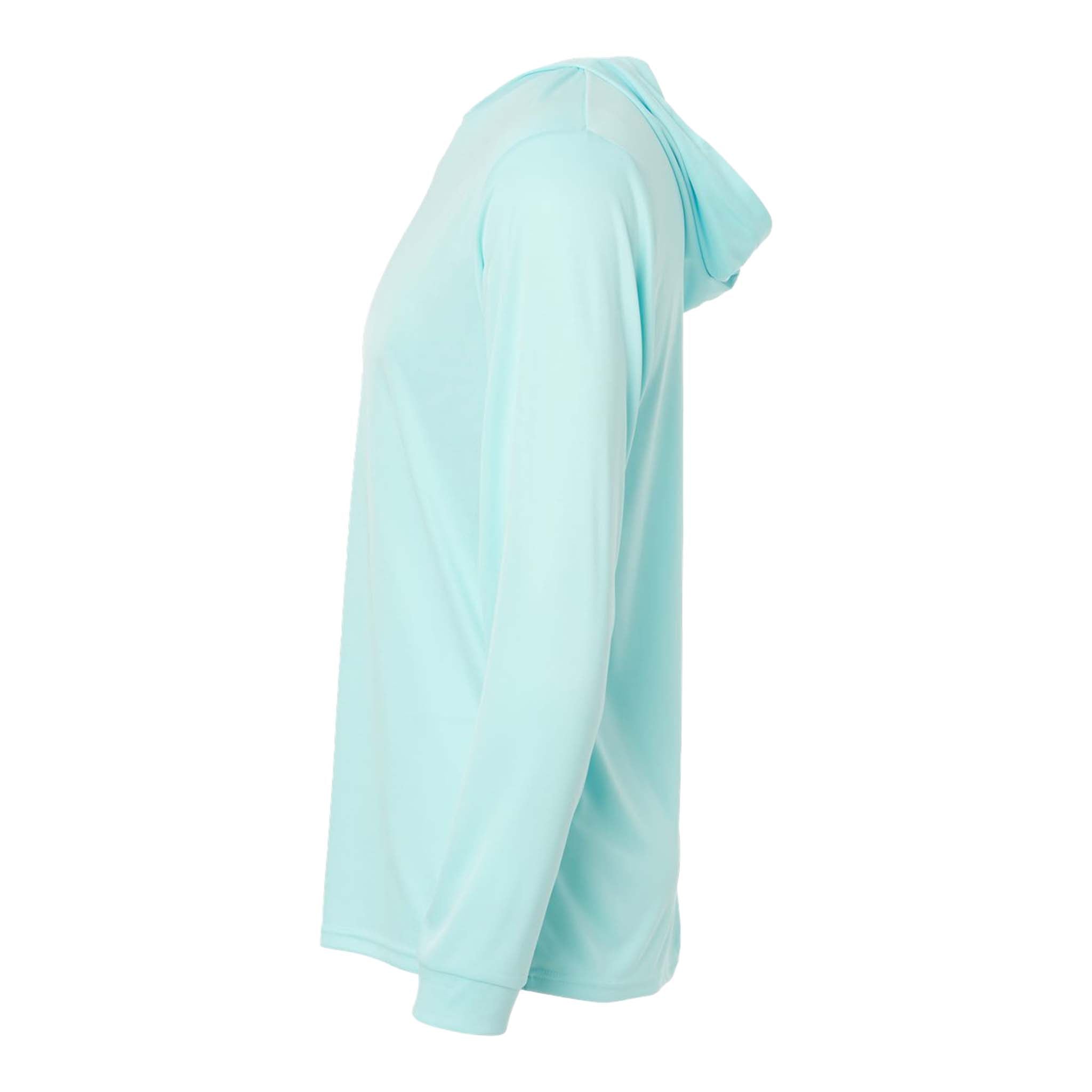 Paragon 220 custom long sleeve t-shirt in aqua blue, left side view