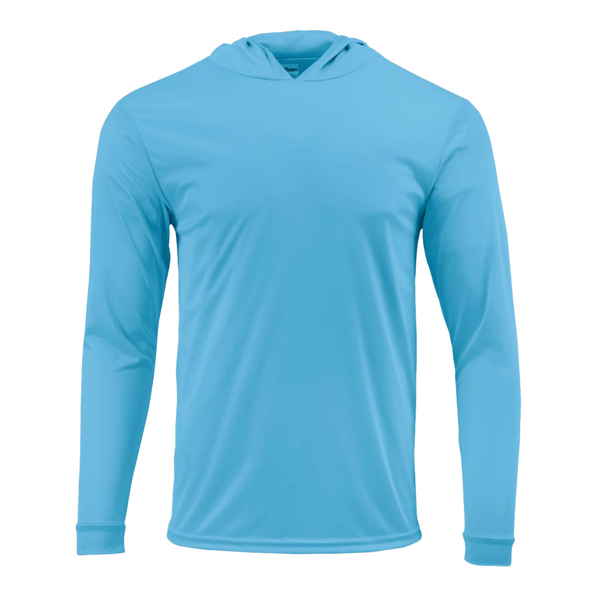 Paragon 220 custom long sleeve t-shirt in bimini blue, front view