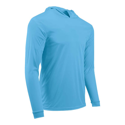 Paragon 220 custom long sleeve t-shirt in bimini blue, right side view