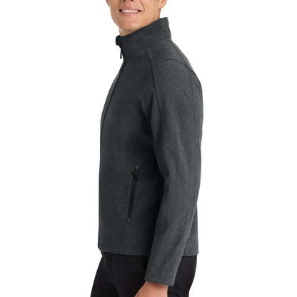 Port Authority J317 custom jacket in black charcoal heather, left side view