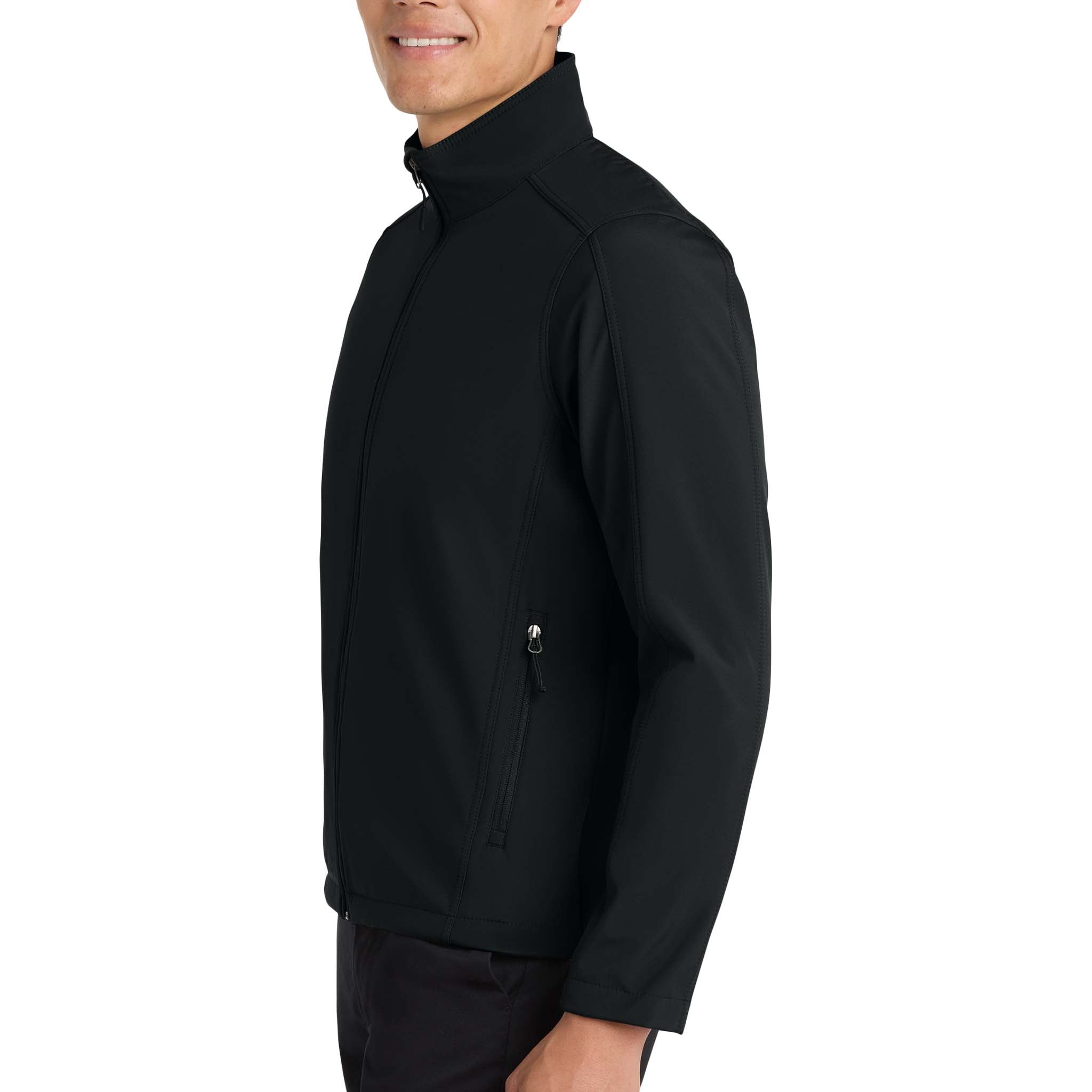Port Authority J317 custom jacket in black, left side view