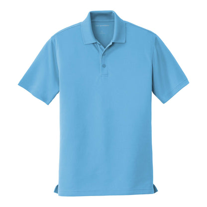Port Authority K110 custom polo in carolina blue, front view