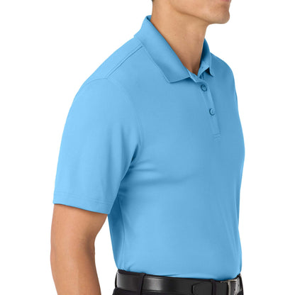 Port Authority K110 custom polo in carolina blue, right side view