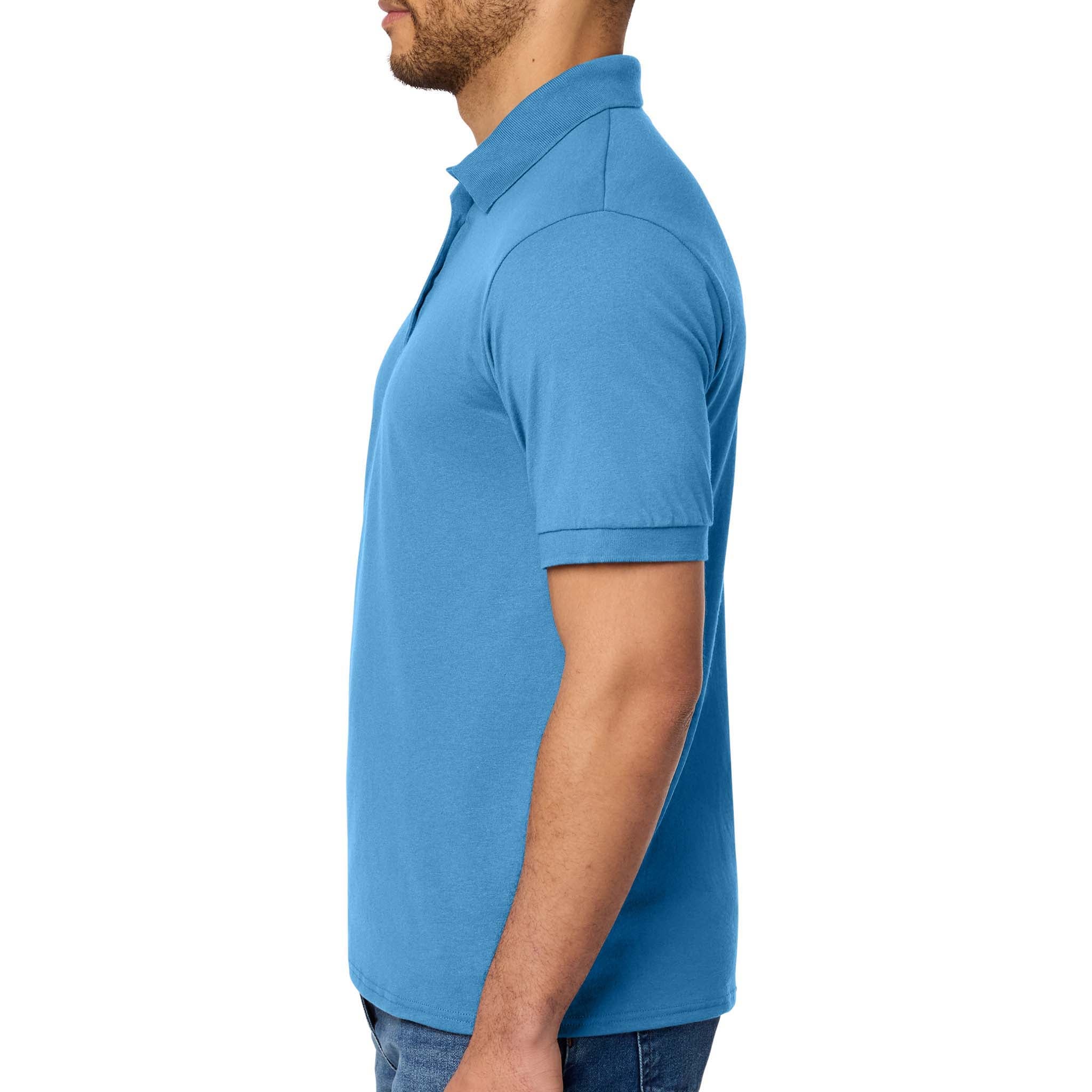 Port & Co KP55 custom polo in aquatic blue, left side view