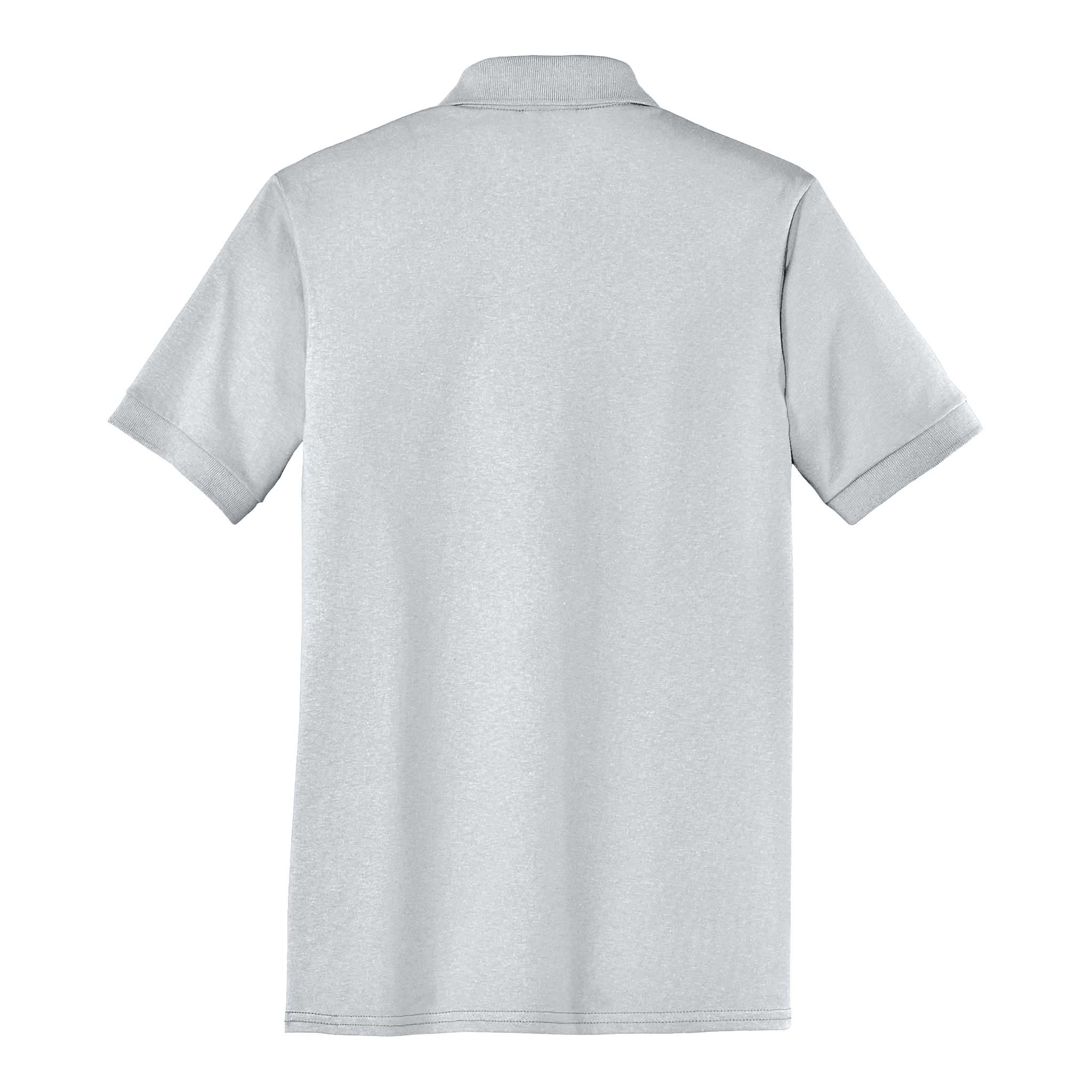 Port & Co KP55 custom polo in ash, back view