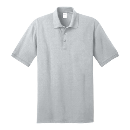 Port & Co KP55 custom polo in ash, front view