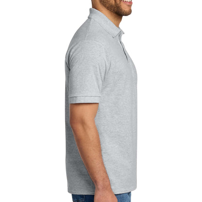 Port & Co KP55 custom polo in ash, right side view