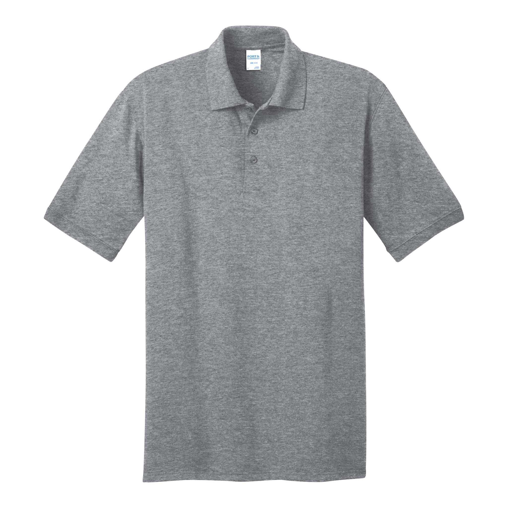 Port & Co KP55 custom polo in athletic heather, front view