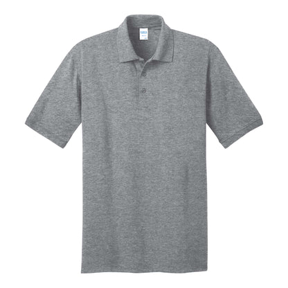 Port & Co KP55 custom polo in athletic heather, front view