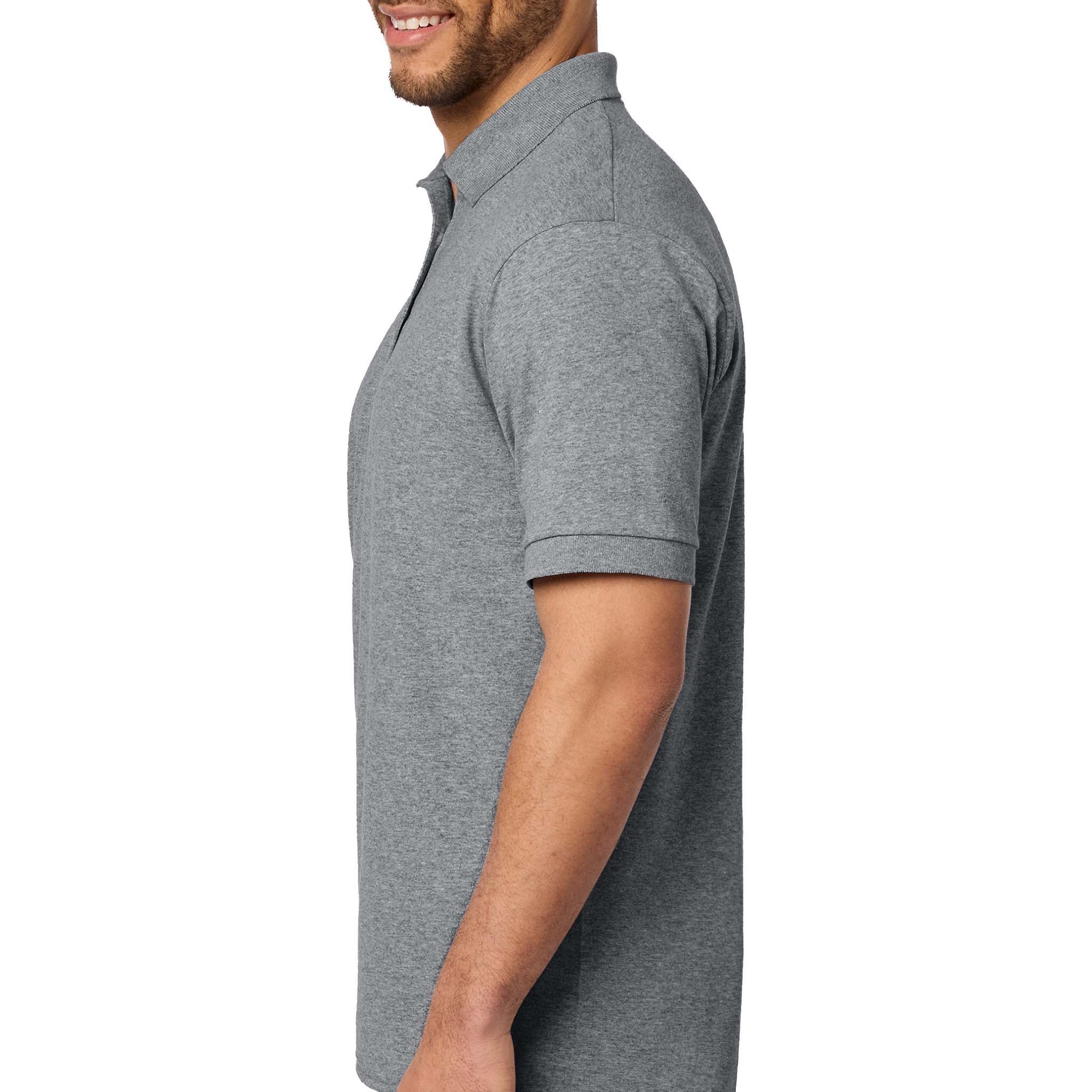 Port & Co KP55 custom polo in athletic heather, left side view