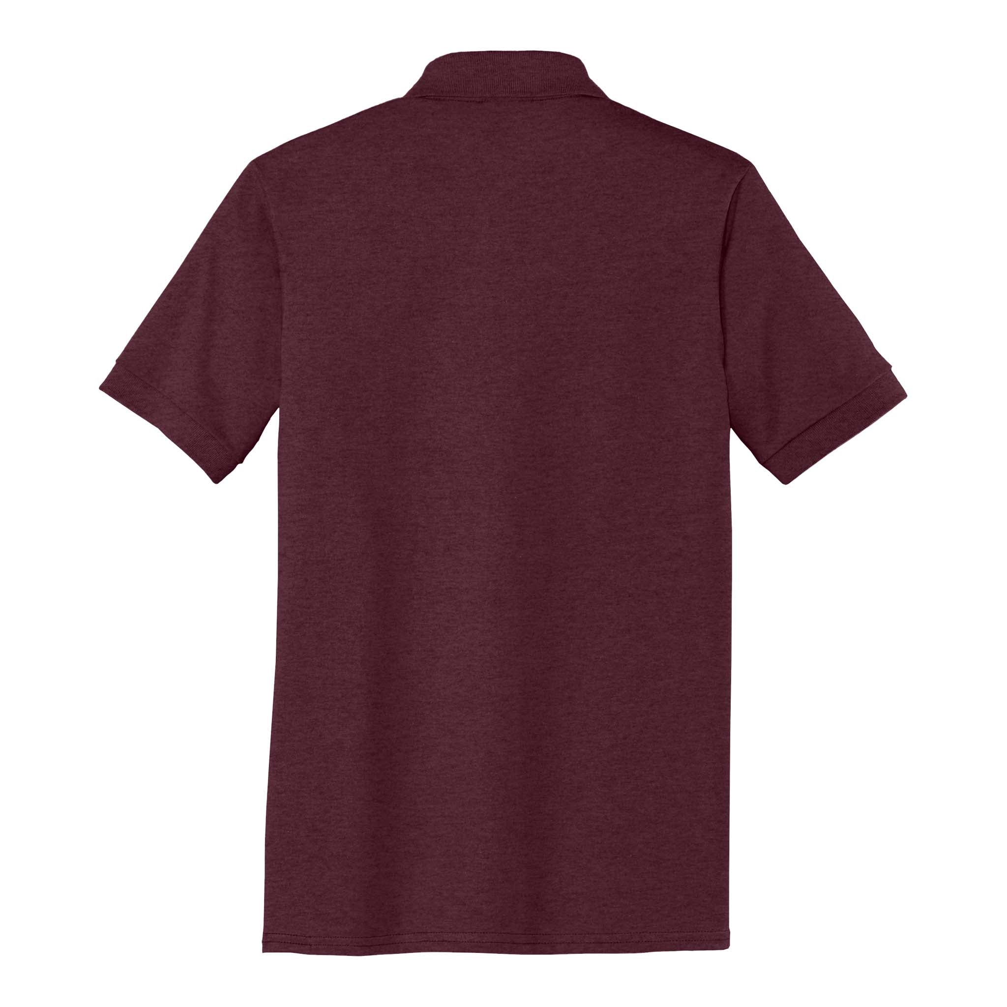 Port & Co KP55 custom polo in athletic maroon, back view