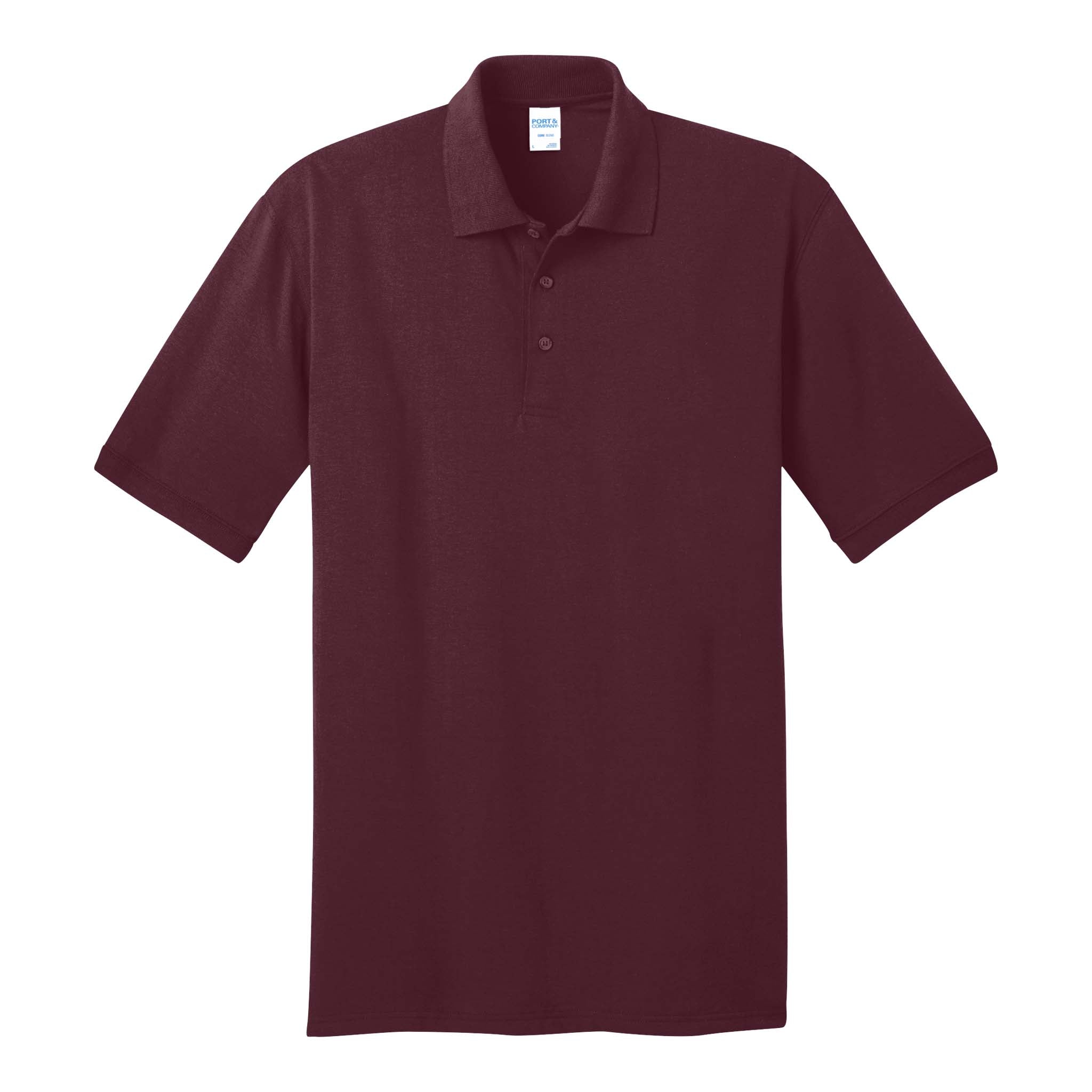 Port & Co KP55 custom polo in athletic maroon, front view