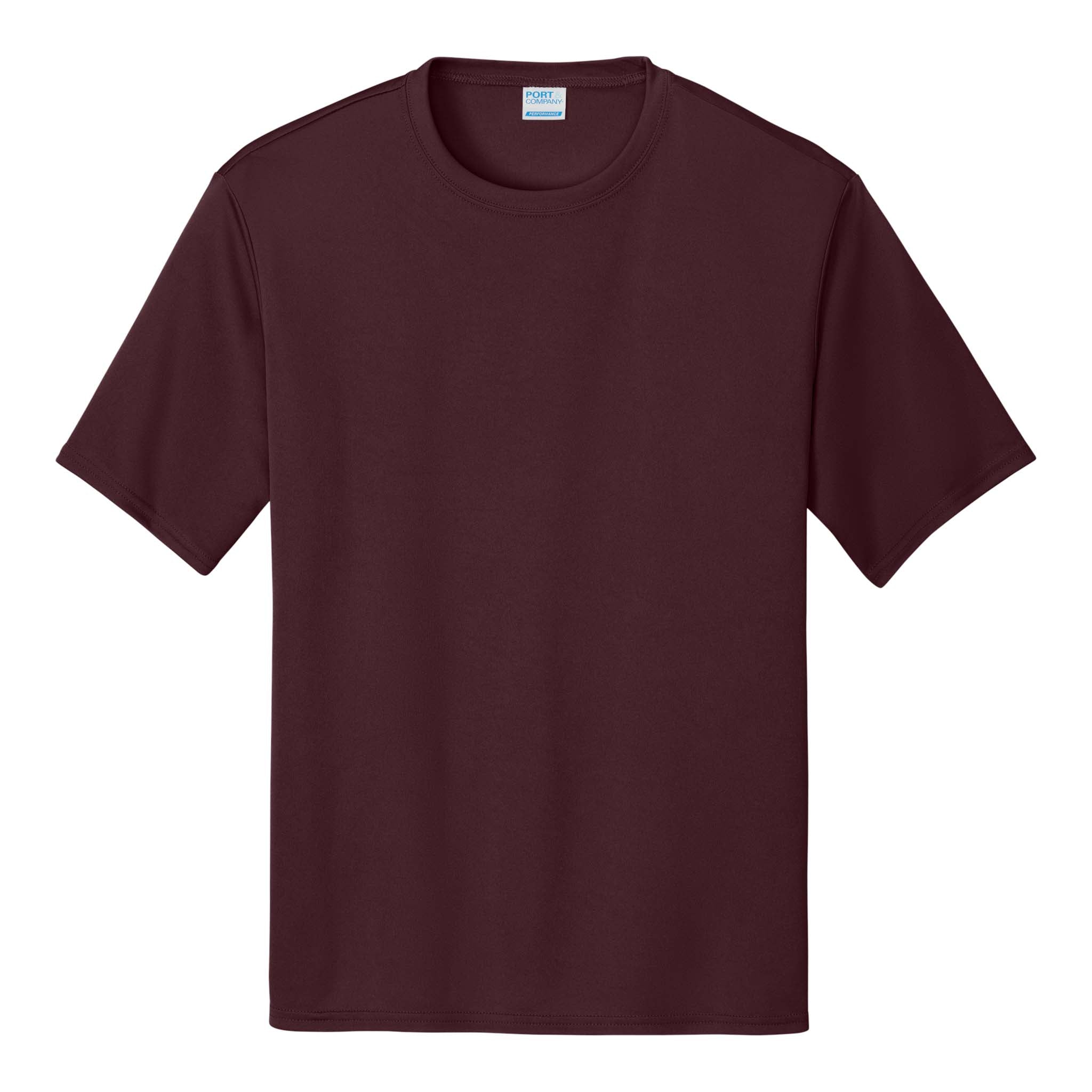 Port & Co PC380 custom short sleeve t-shirt in athletic maroon, front view