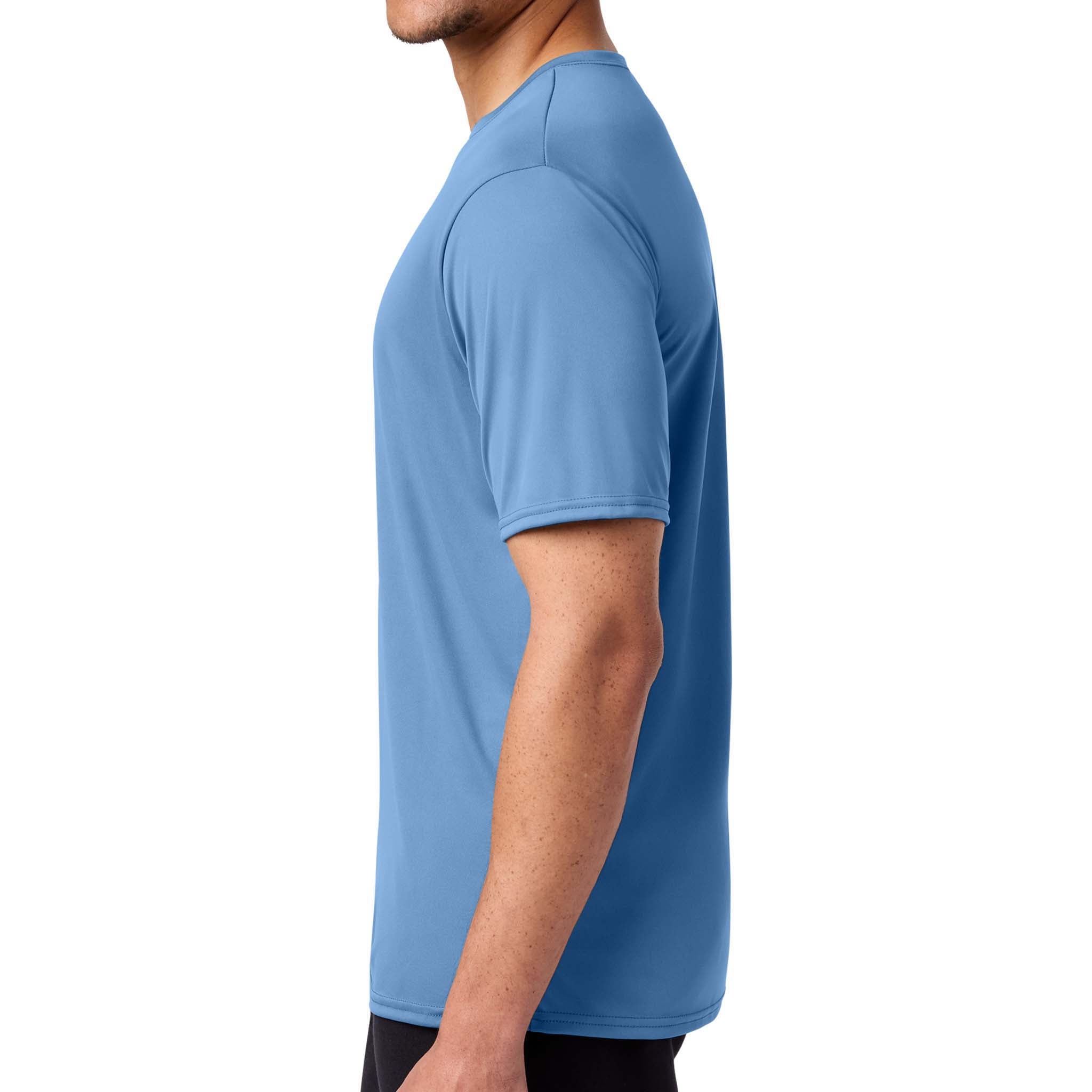 Port & Co PC380 custom short sleeve t-shirt in carolina blue, left side view