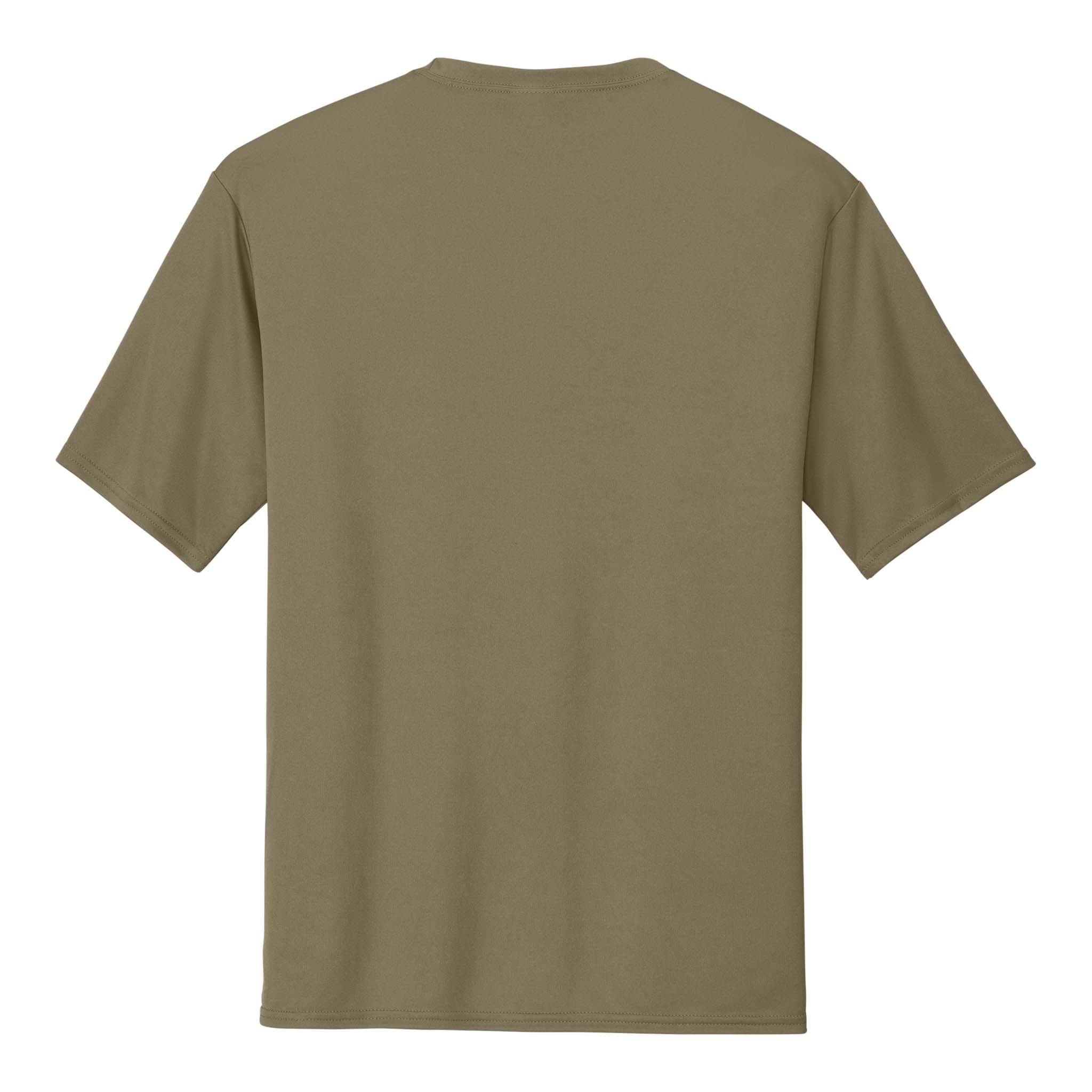 Port & Co PC380 custom short sleeve t-shirt in coyote brown, back view