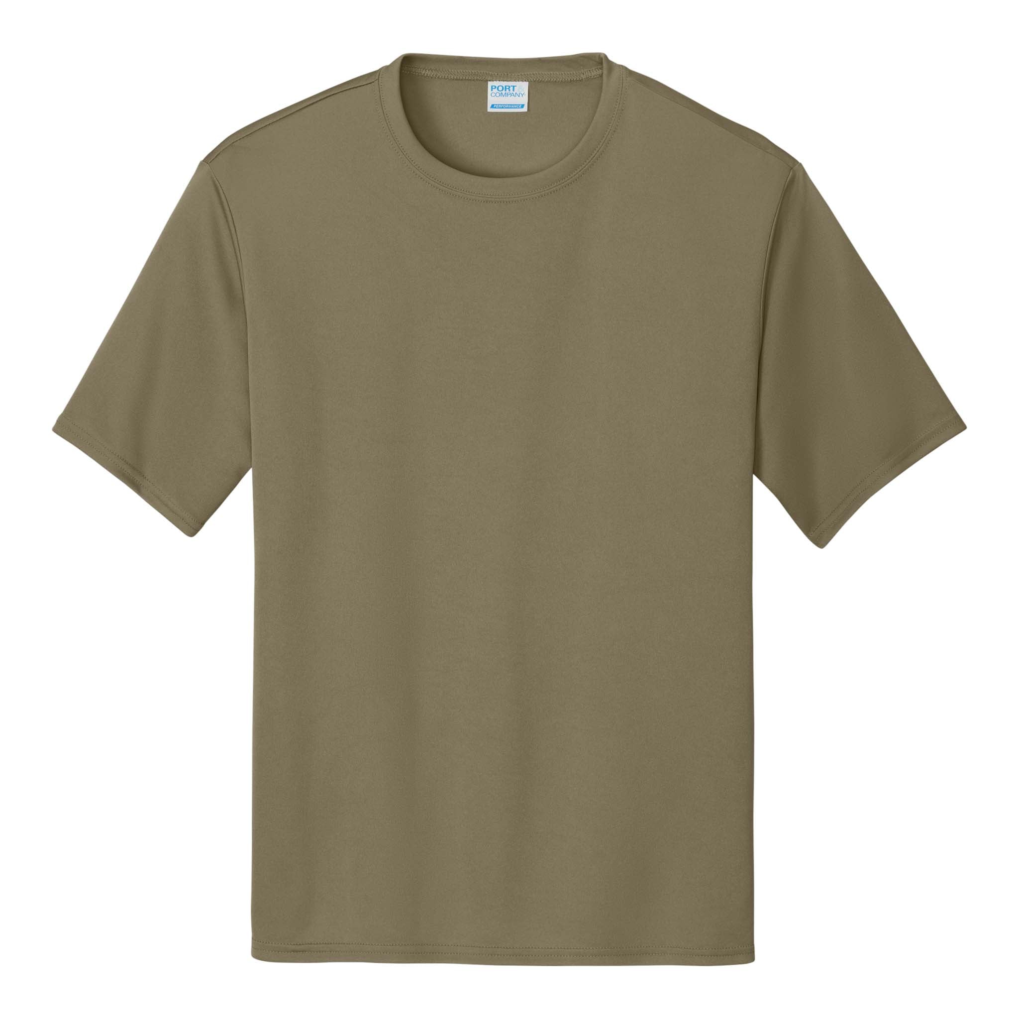Port & Co PC380 custom short sleeve t-shirt in coyote brown, front view