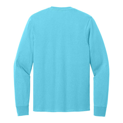 Port & Co PC54LS custom long sleeve t-shirt in aquatic blue, back view