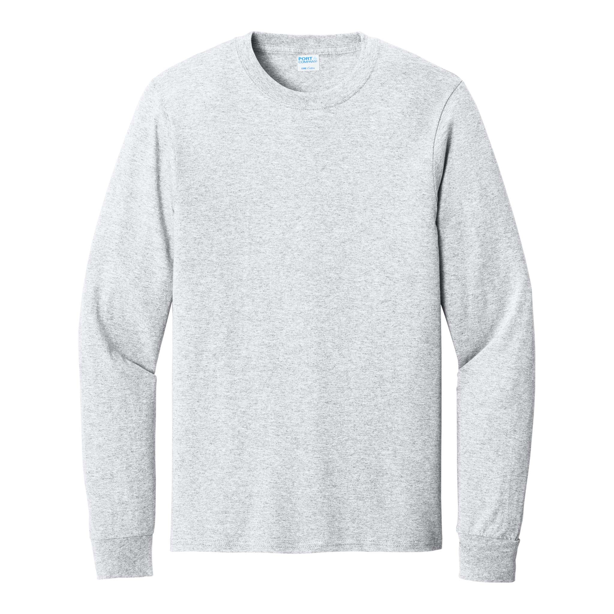 Port & Co PC54LS custom long sleeve t-shirt in ash, front view