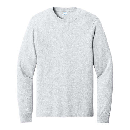 Port & Co PC54LS custom long sleeve t-shirt in ash, front view