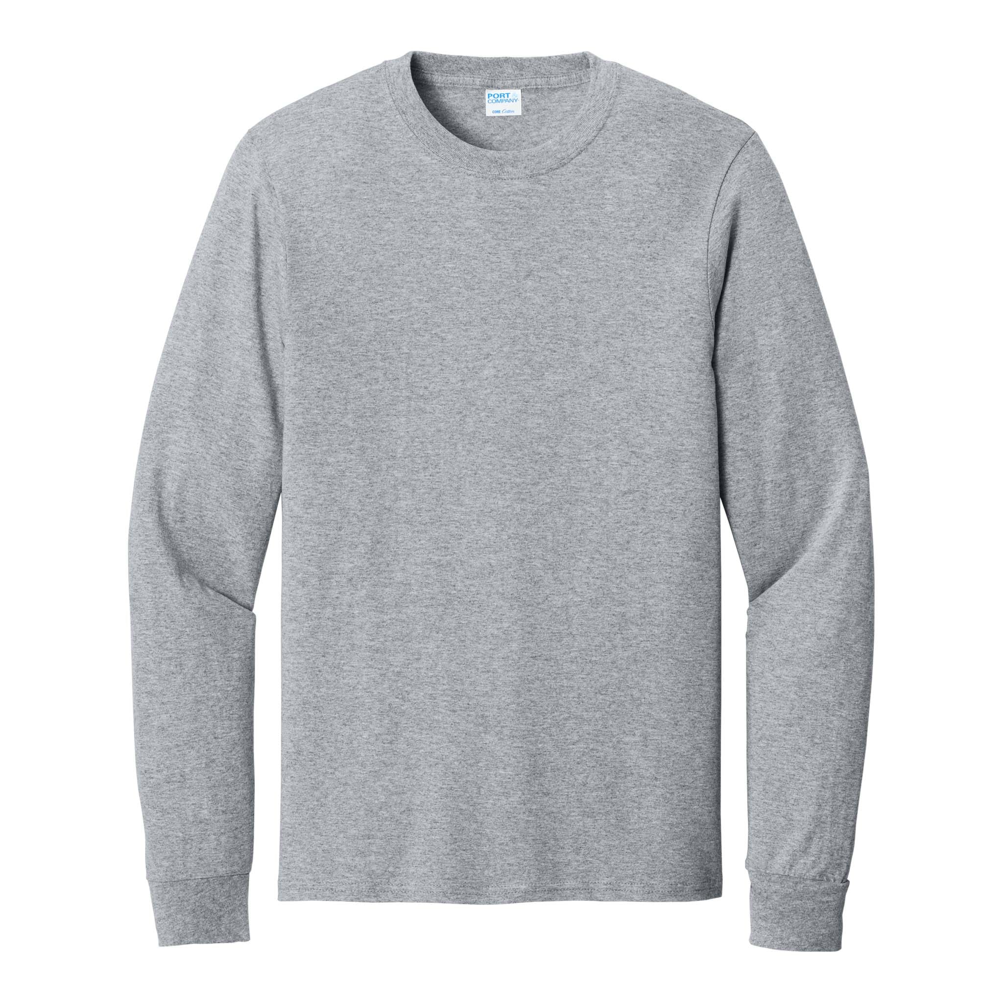 Port & Co PC54LS custom long sleeve t-shirt in athletic heather, front view
