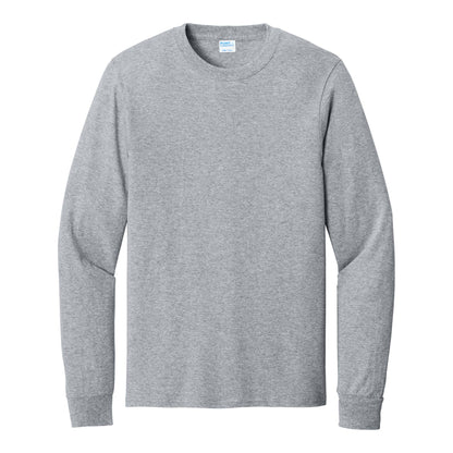 Port & Co PC54LS custom long sleeve t-shirt in athletic heather, front view