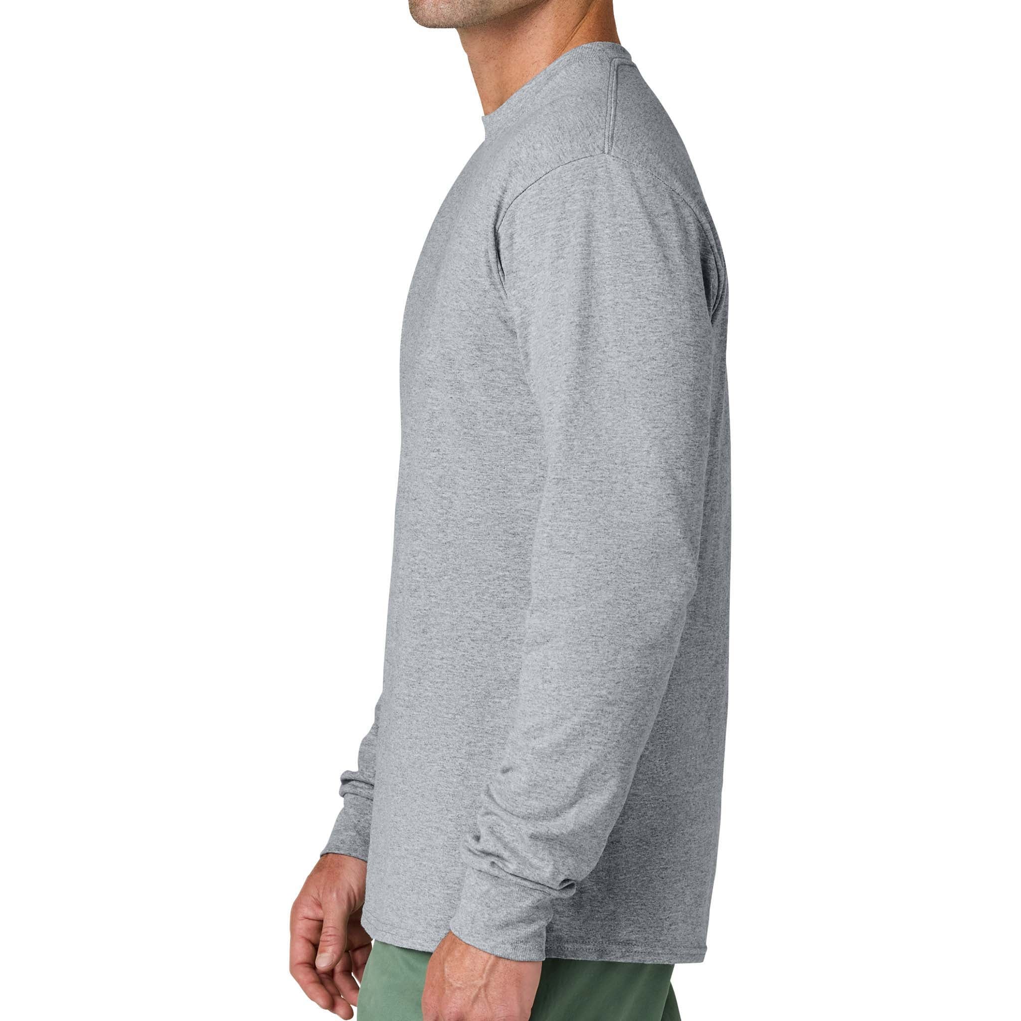 Port & Co PC54LS custom long sleeve t-shirt in athletic heather, left side view