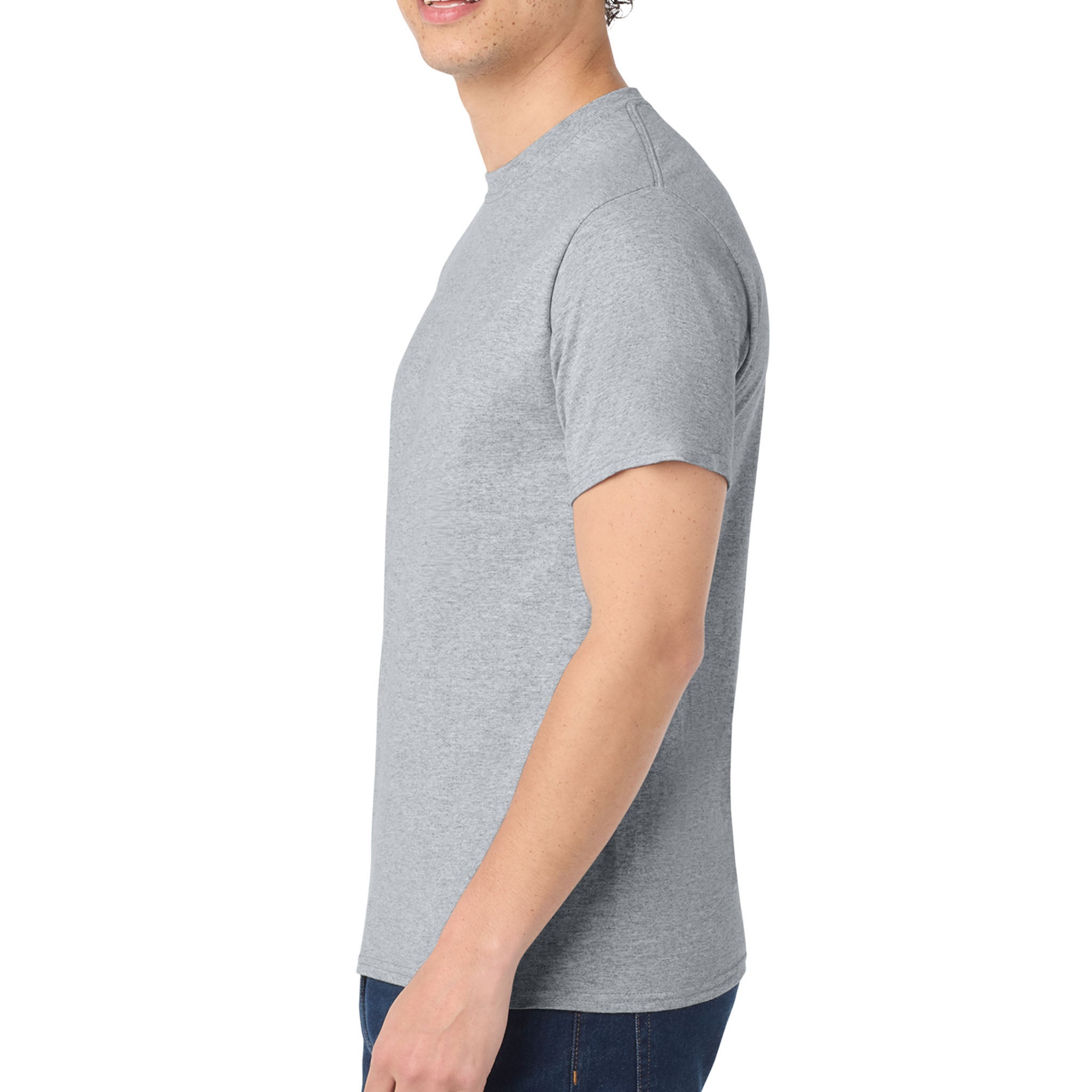 Port & Co PC54 custom short sleeve t-shirt in athletic heather, left side view